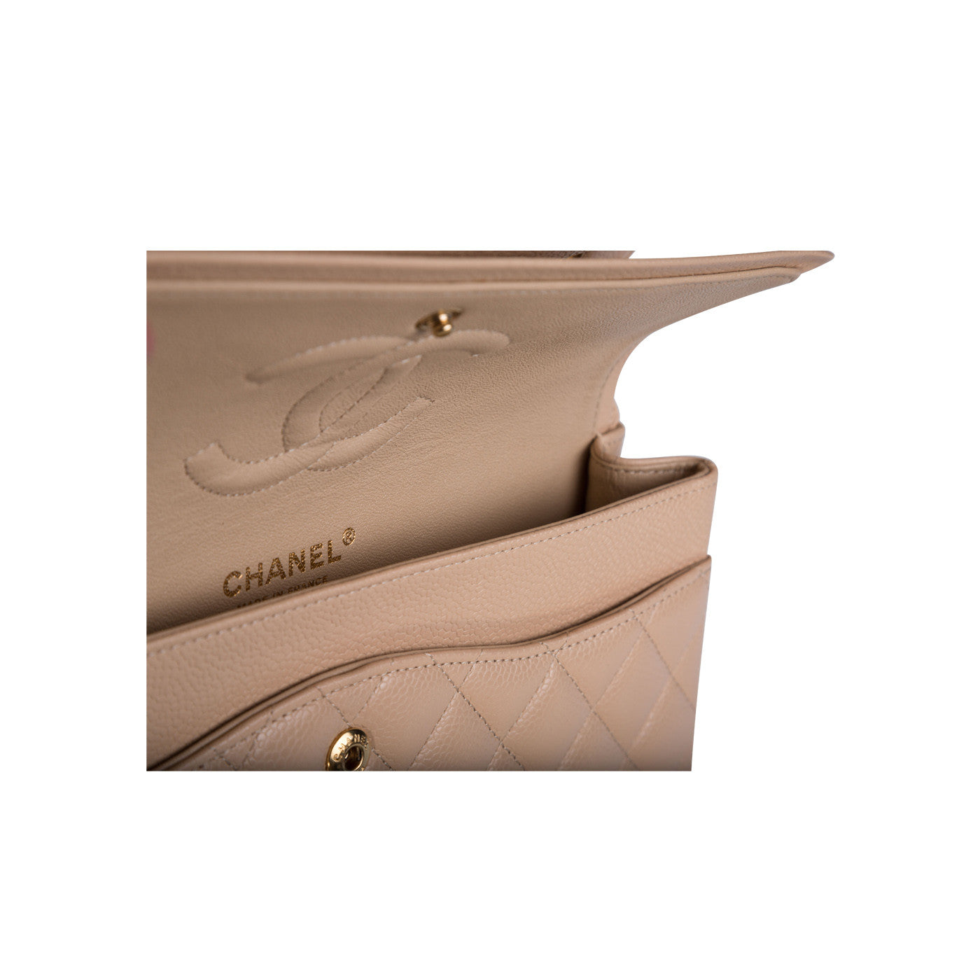 Chanel Beige Caviar Classic Flap Bag