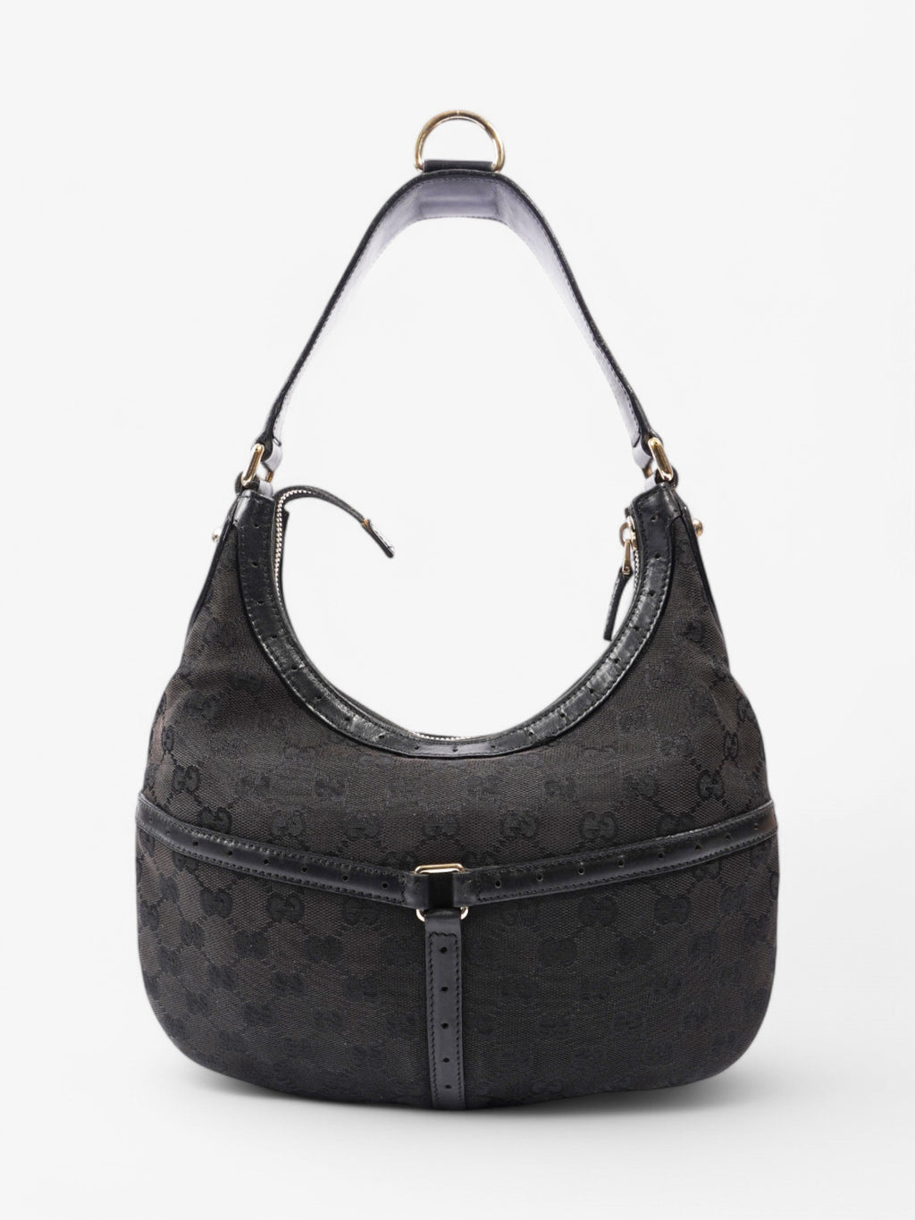 Gucci Jackie 1961 GG Shoulder Bag Black / Red / Green Canvas