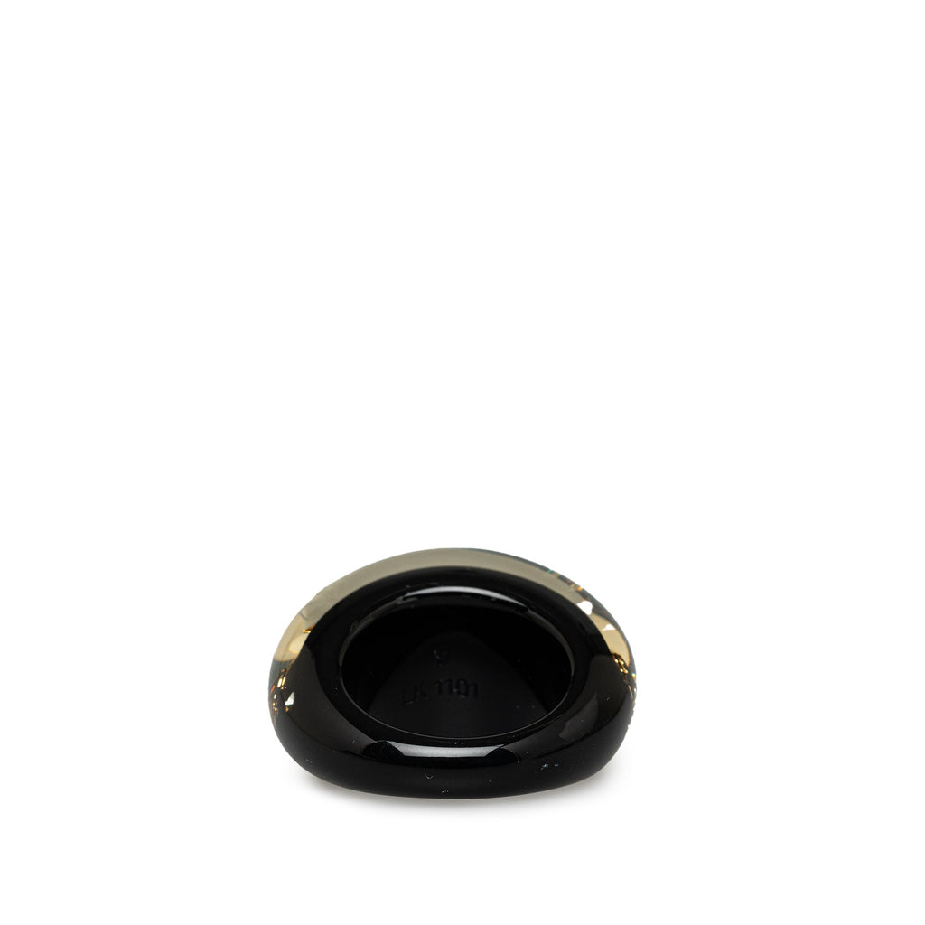 Black Louis Vuitton Crystal Inclusion Resin Ring Costume Bracelet