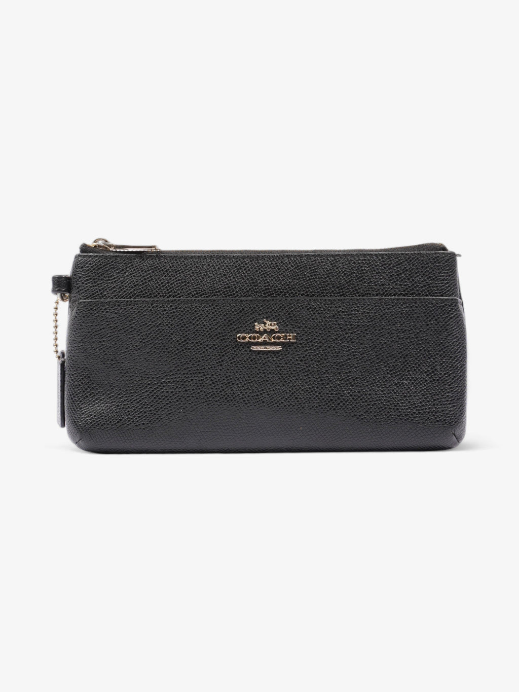 Coach Double Pouch Wallet Wristlet Black Leather