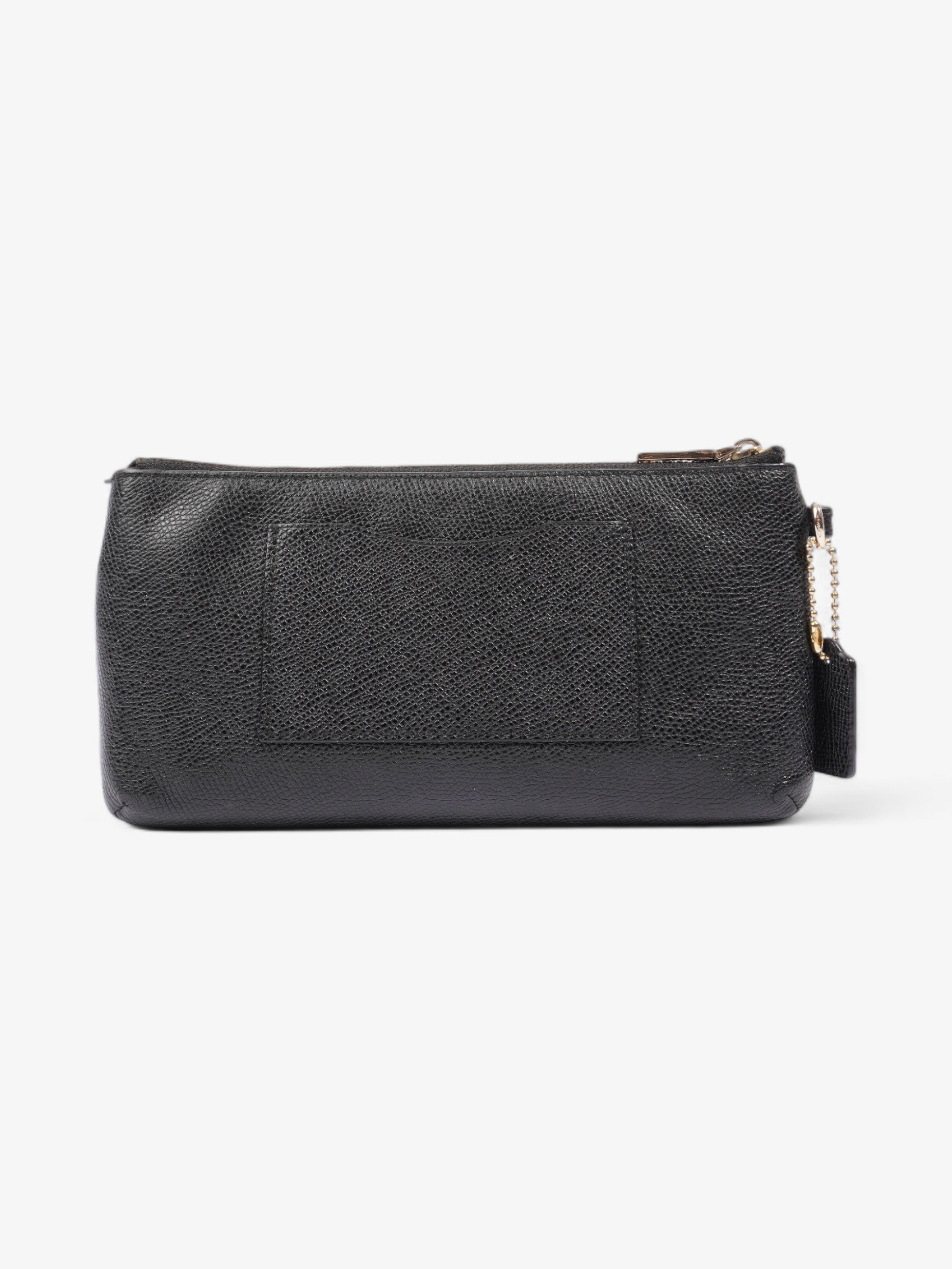 Coach Double Pouch Wallet Wristlet Black Leather