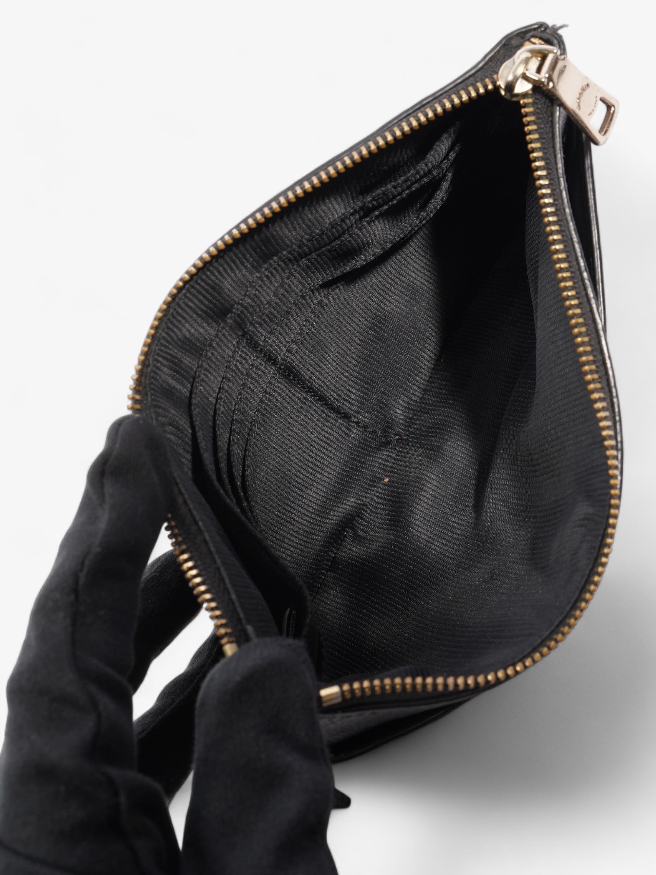 Coach Double Pouch Wallet Wristlet Black Leather
