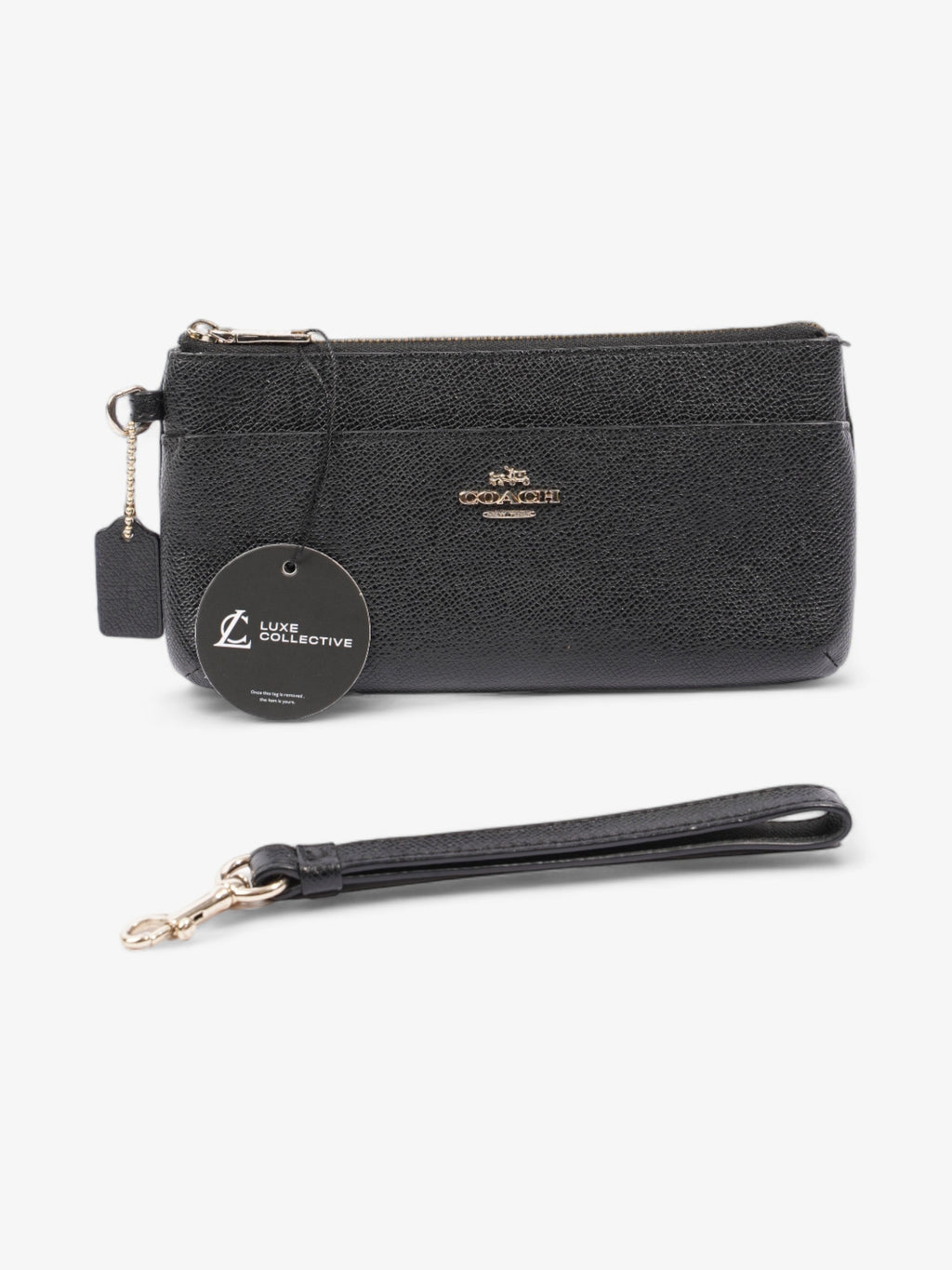 Coach Double Pouch Wallet Wristlet Black Leather