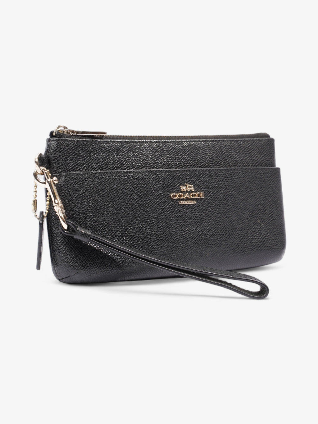 Coach Double Pouch Wallet Wristlet Black Leather