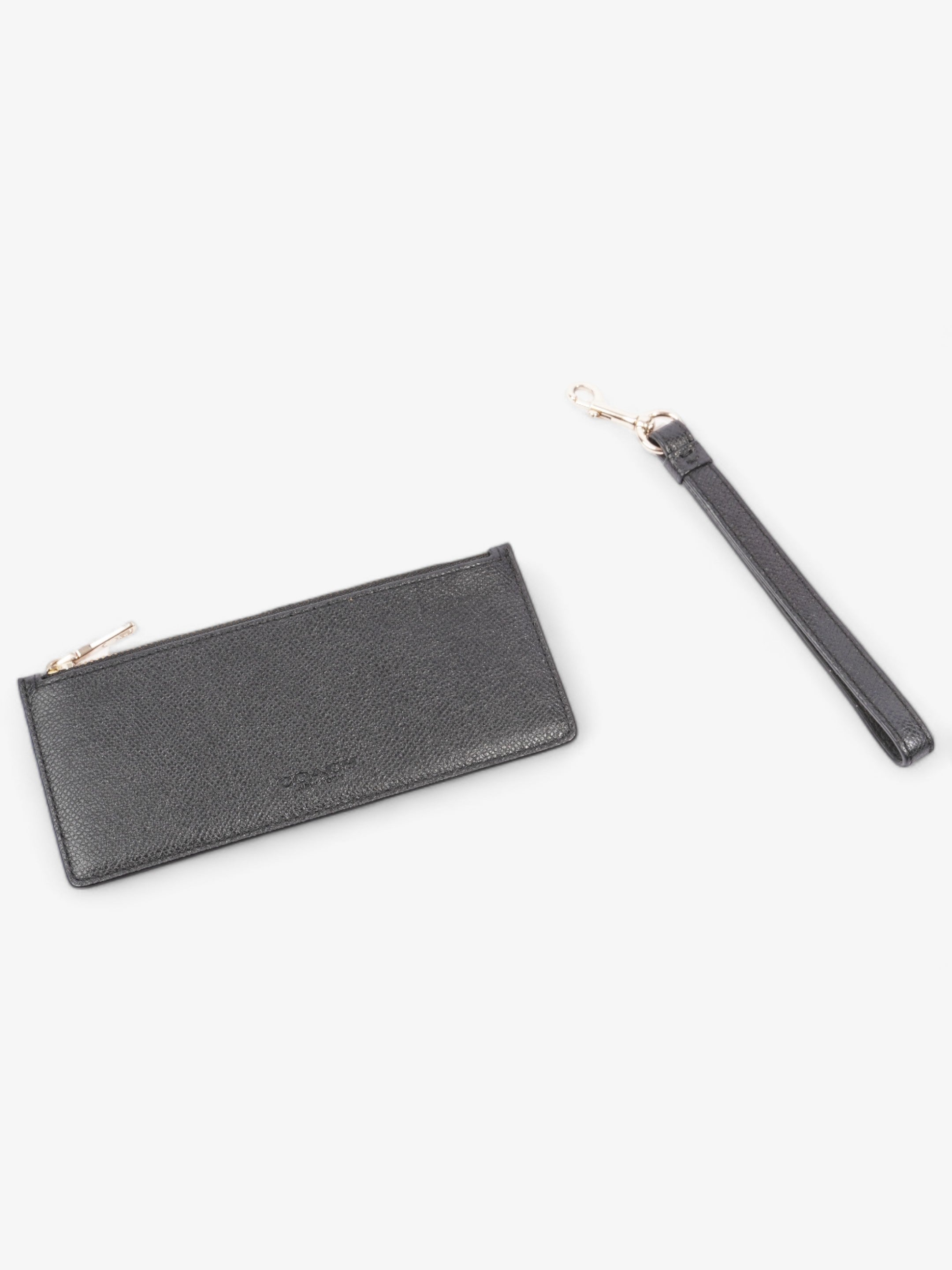 Coach Double Pouch Wallet Wristlet Black Leather