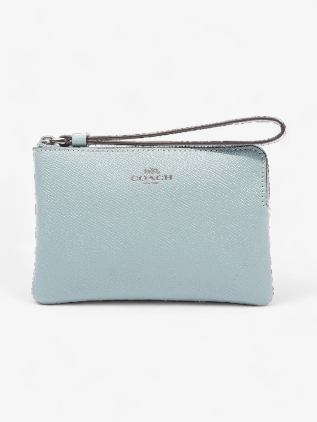 Coach Wristlet Duck Egg Blue Grained Leather