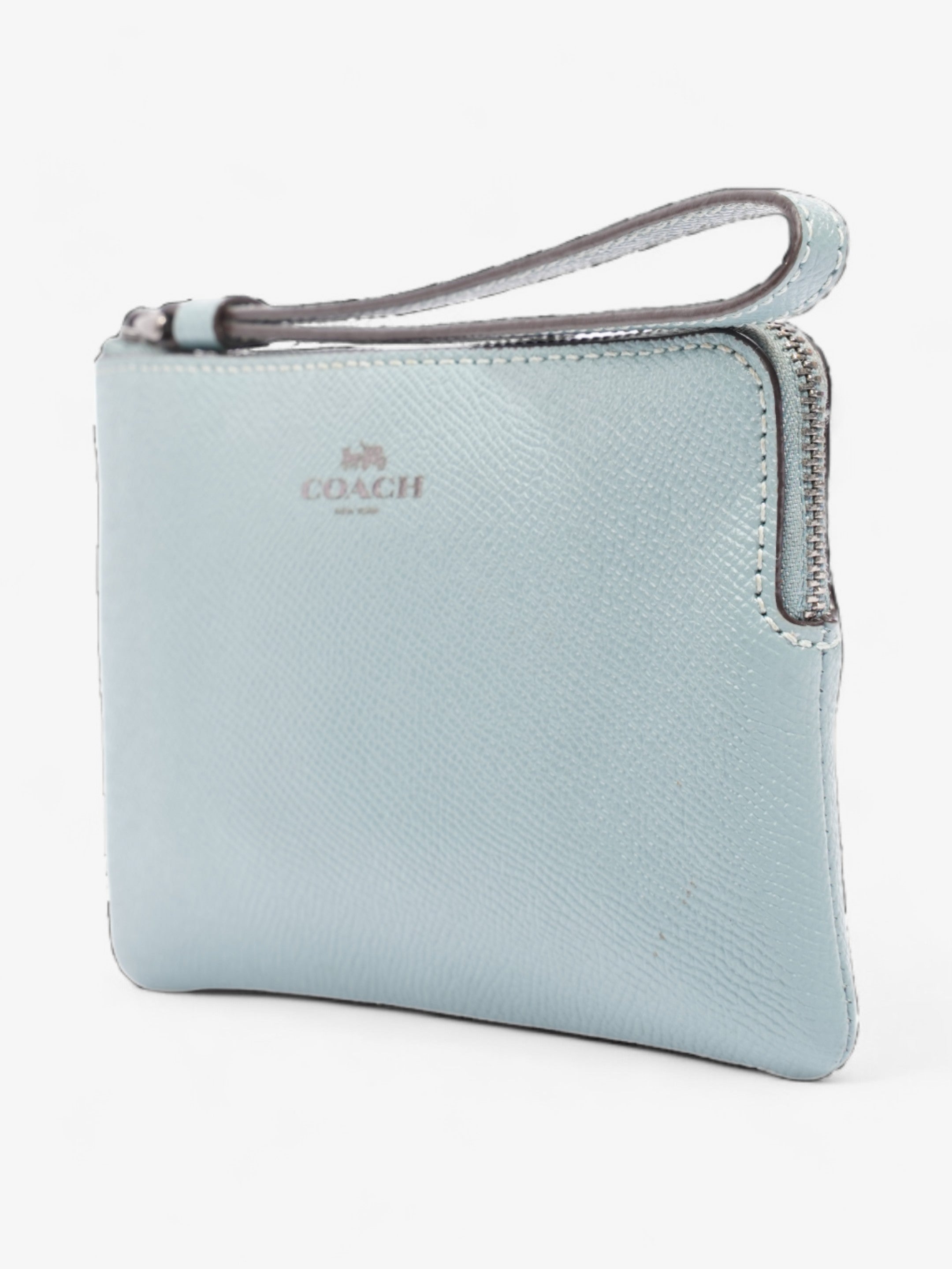 Coach Wristlet Duck Egg Blue Grained Leather