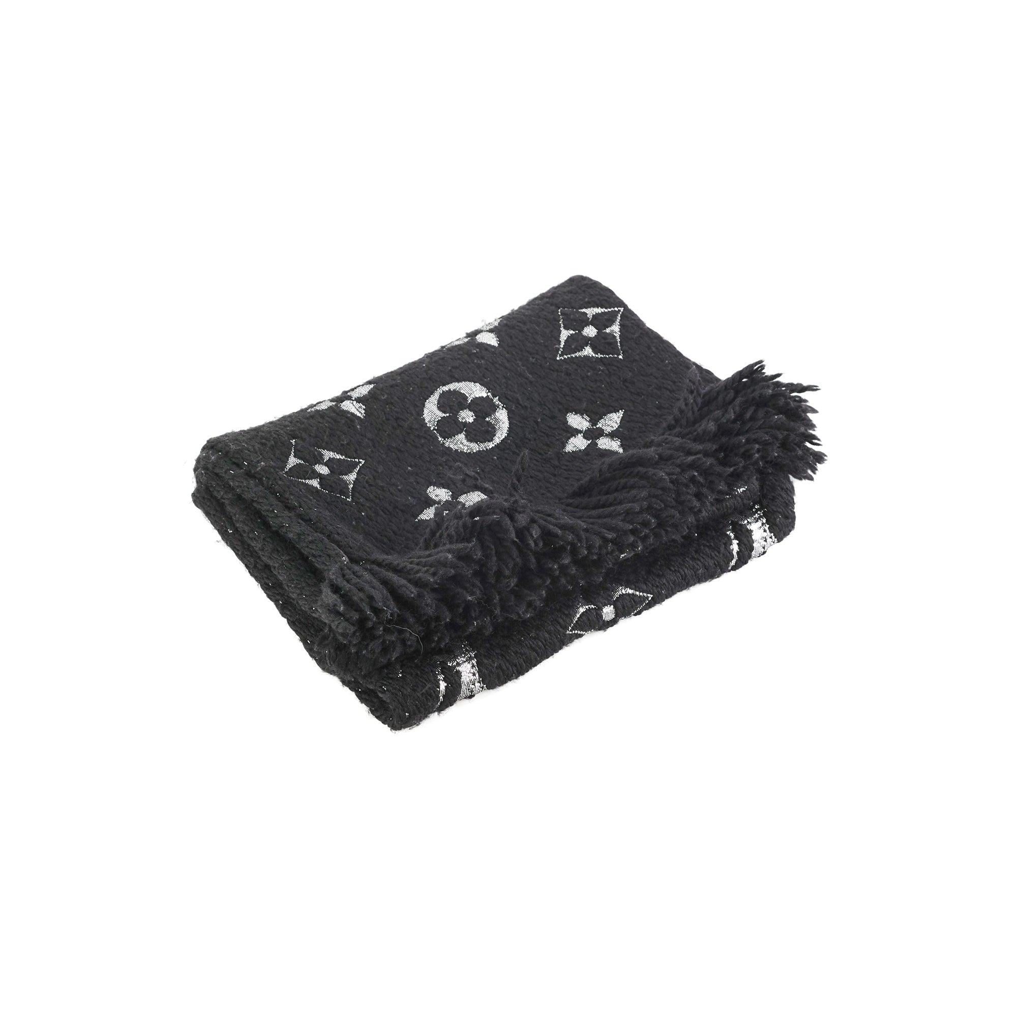 Louis Vuitton Wool Scarf Black/Metallic Silver