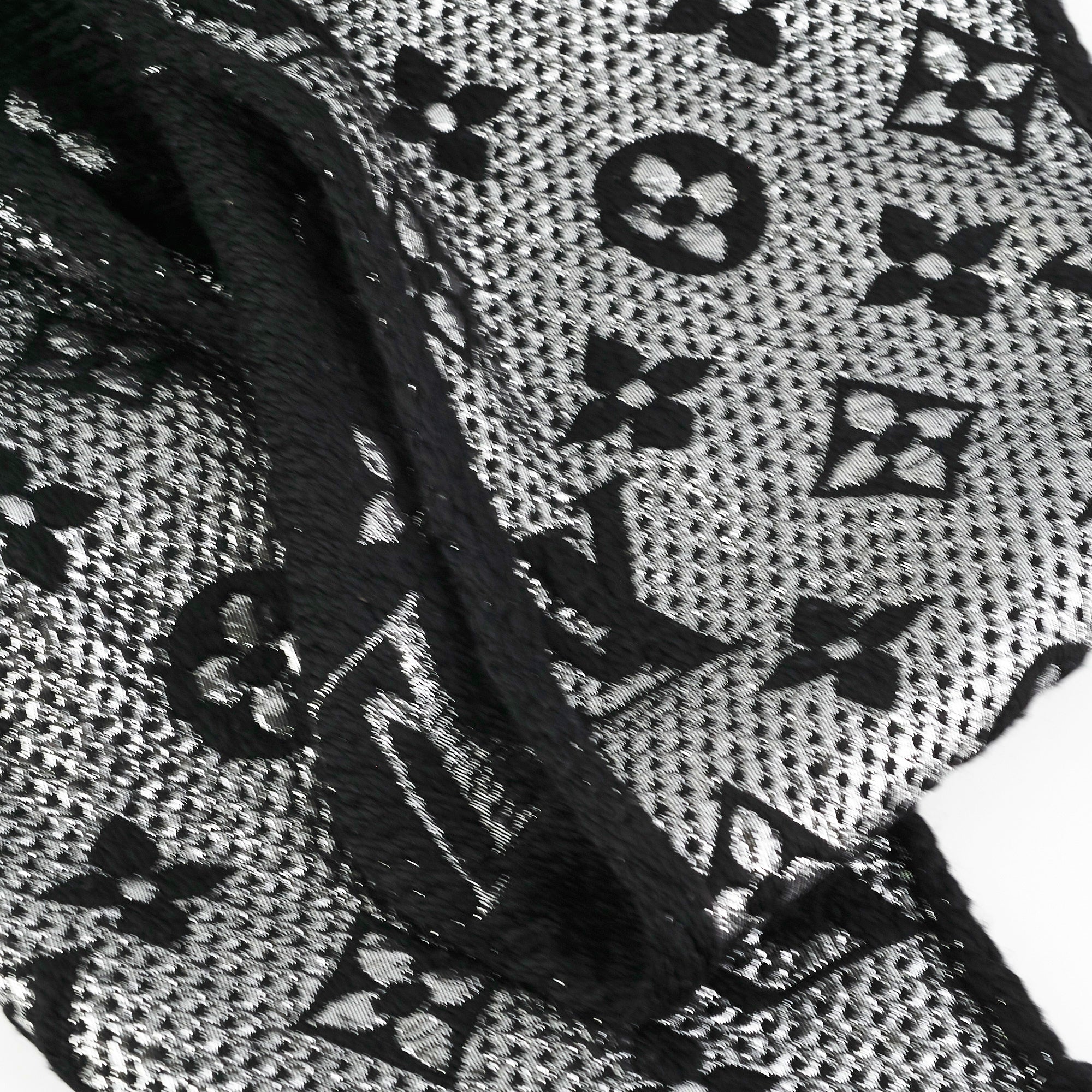 Louis Vuitton Wool Scarf Black/Metallic Silver