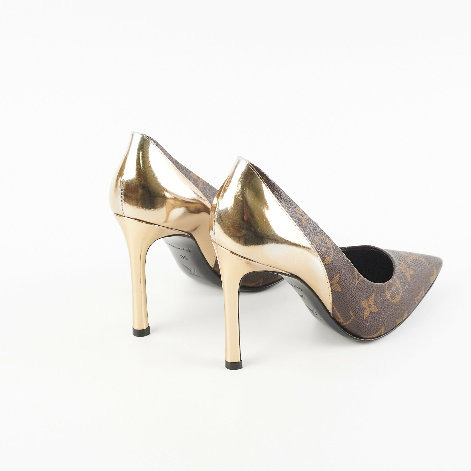Louis Vuitton Heels Monogram/Gold Size 35