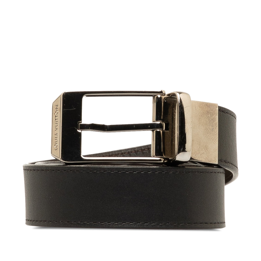 Black Louis Vuitton Seattle Reversible Leather Belt