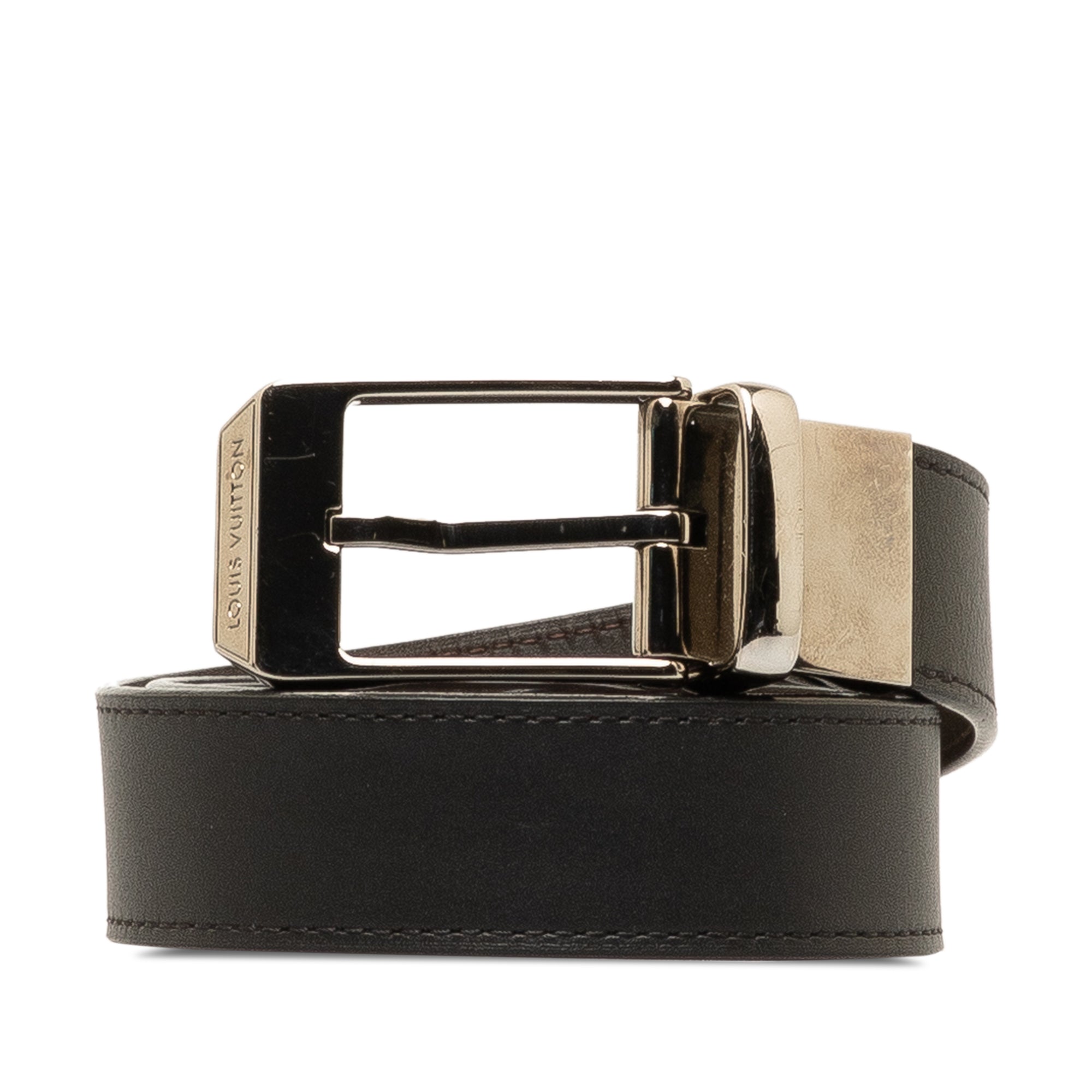 Black Louis Vuitton Seattle Reversible Leather Belt