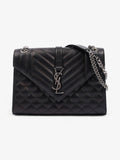 Saint Laurent Envelope Black Calfskin Leather Medium