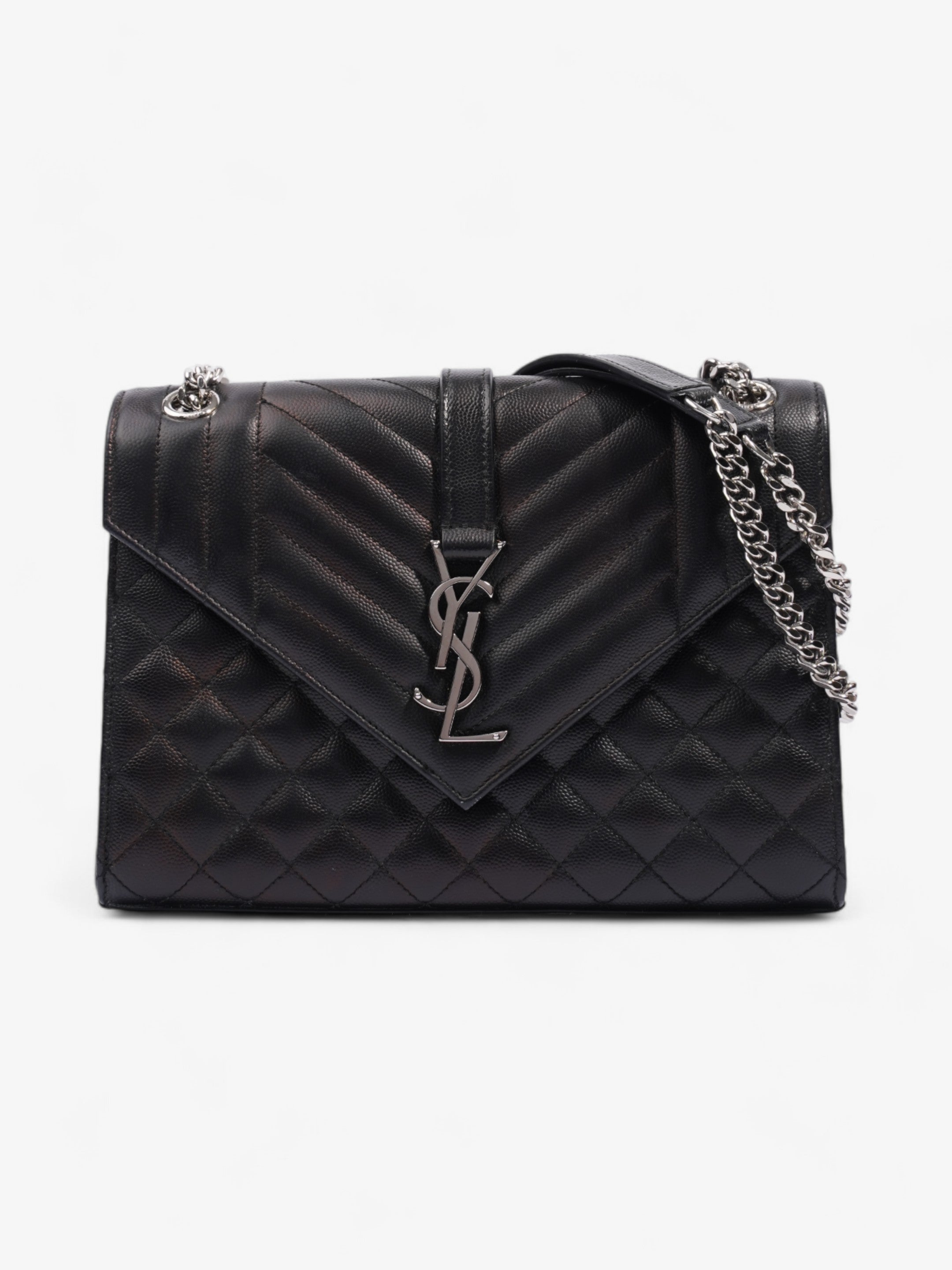 Saint Laurent Envelope Black Calfskin Leather Medium
