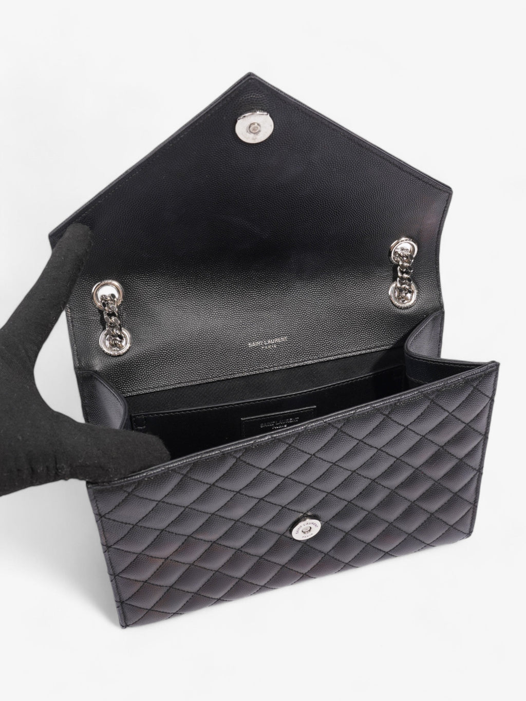 Saint Laurent Envelope Black Calfskin Leather Medium