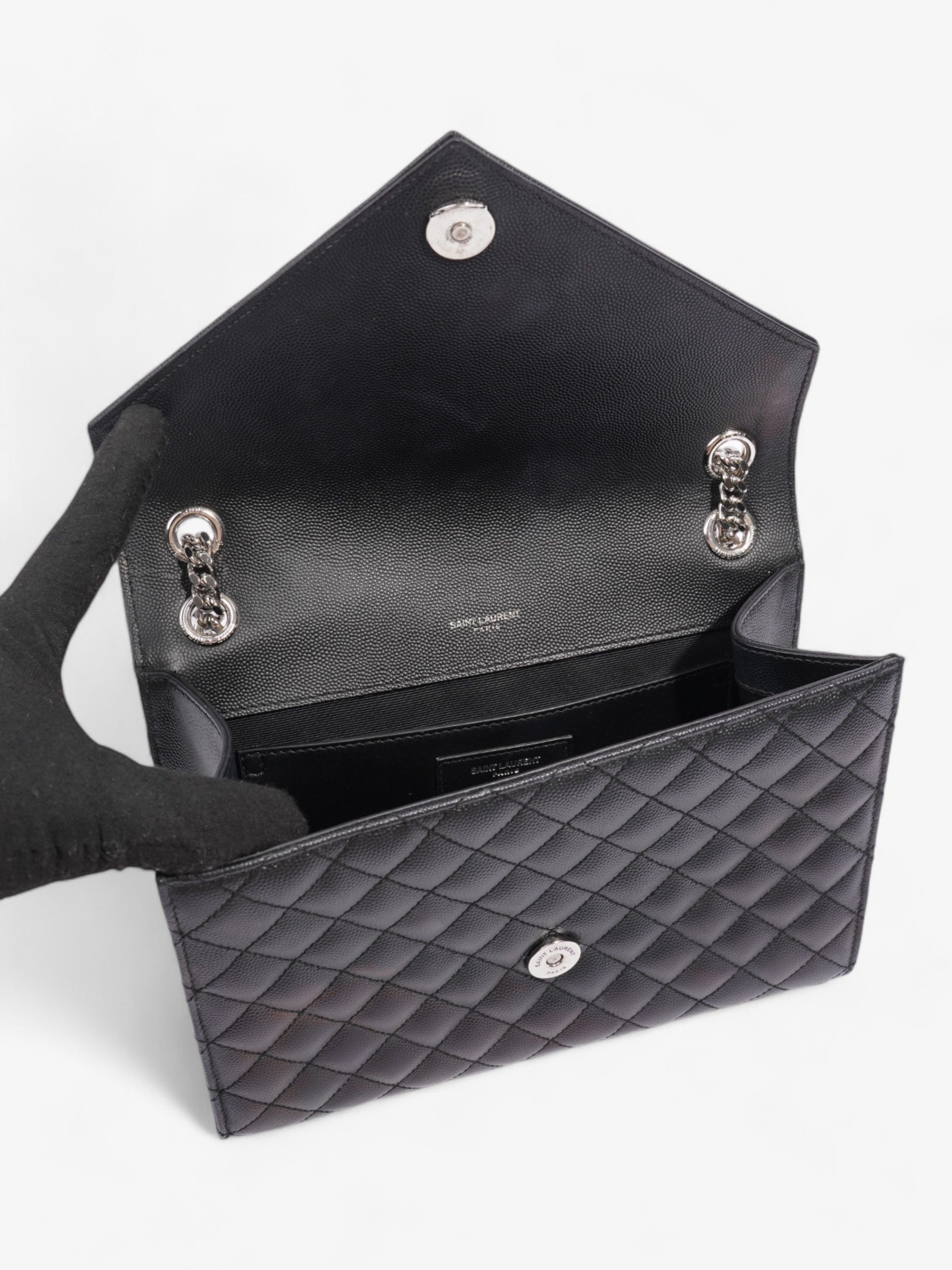 Saint Laurent Envelope Black Calfskin Leather Medium
