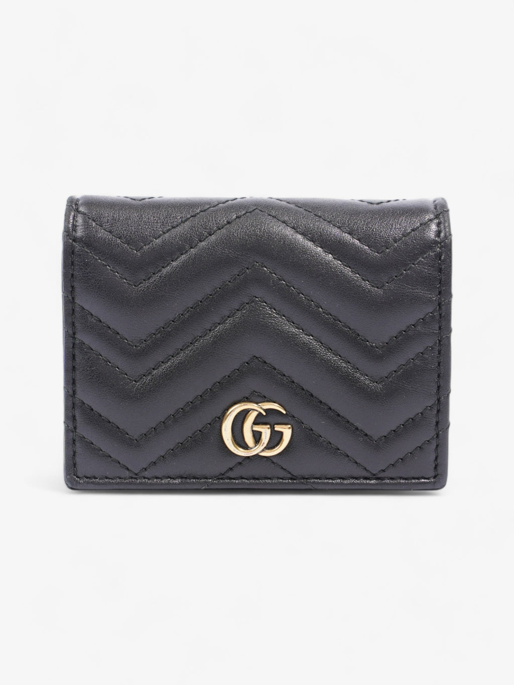 Gucci GG Marmont Card Case Wallet Black Matelasse Leather