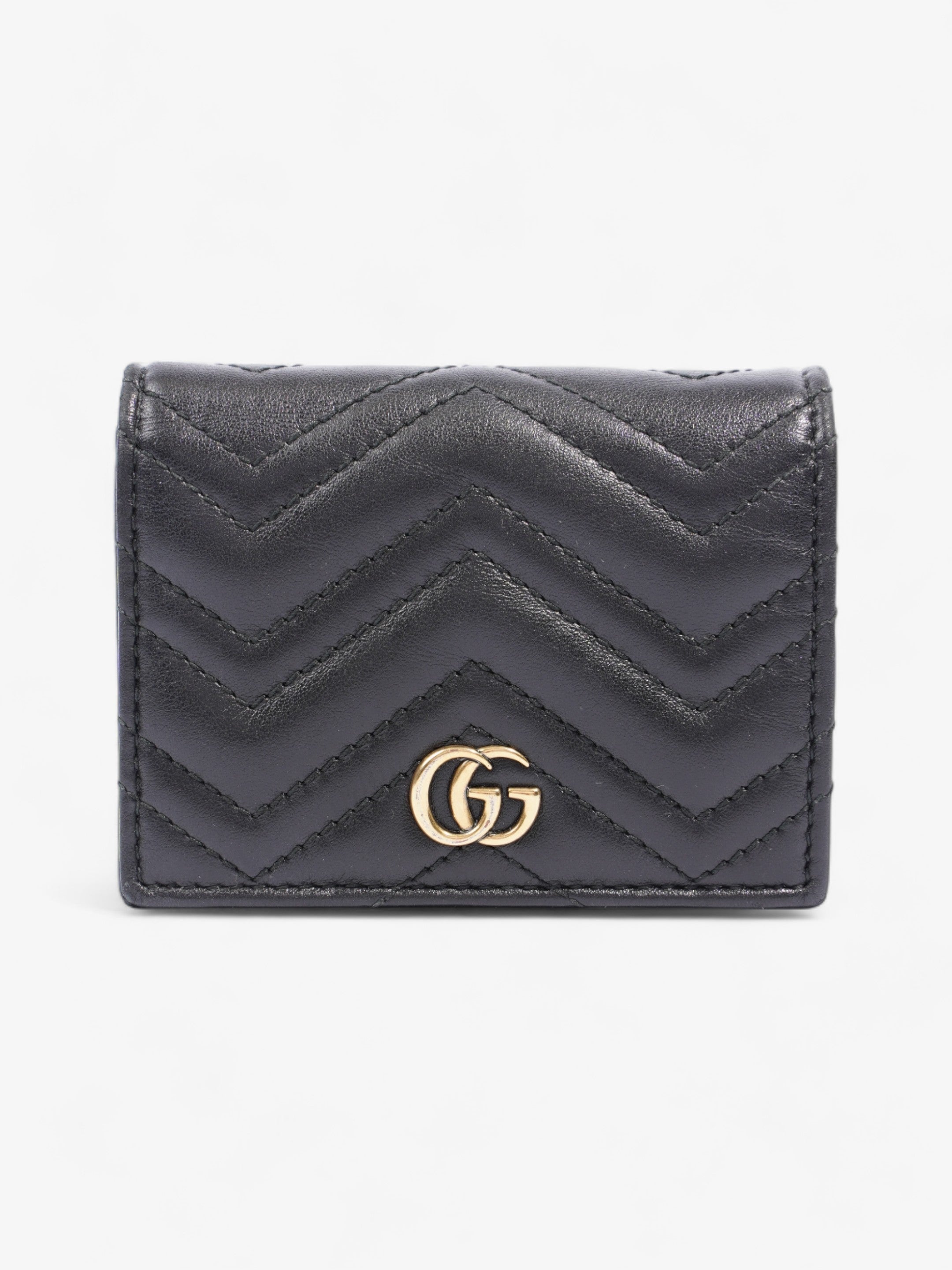 Gucci GG Marmont Card Case Wallet Black Matelasse Leather