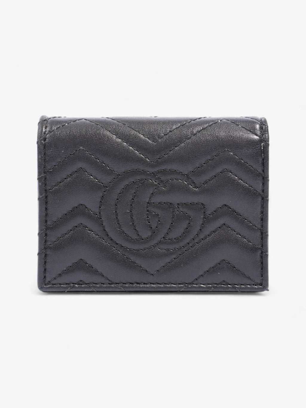 Gucci GG Marmont Card Case Wallet Black Matelasse Leather