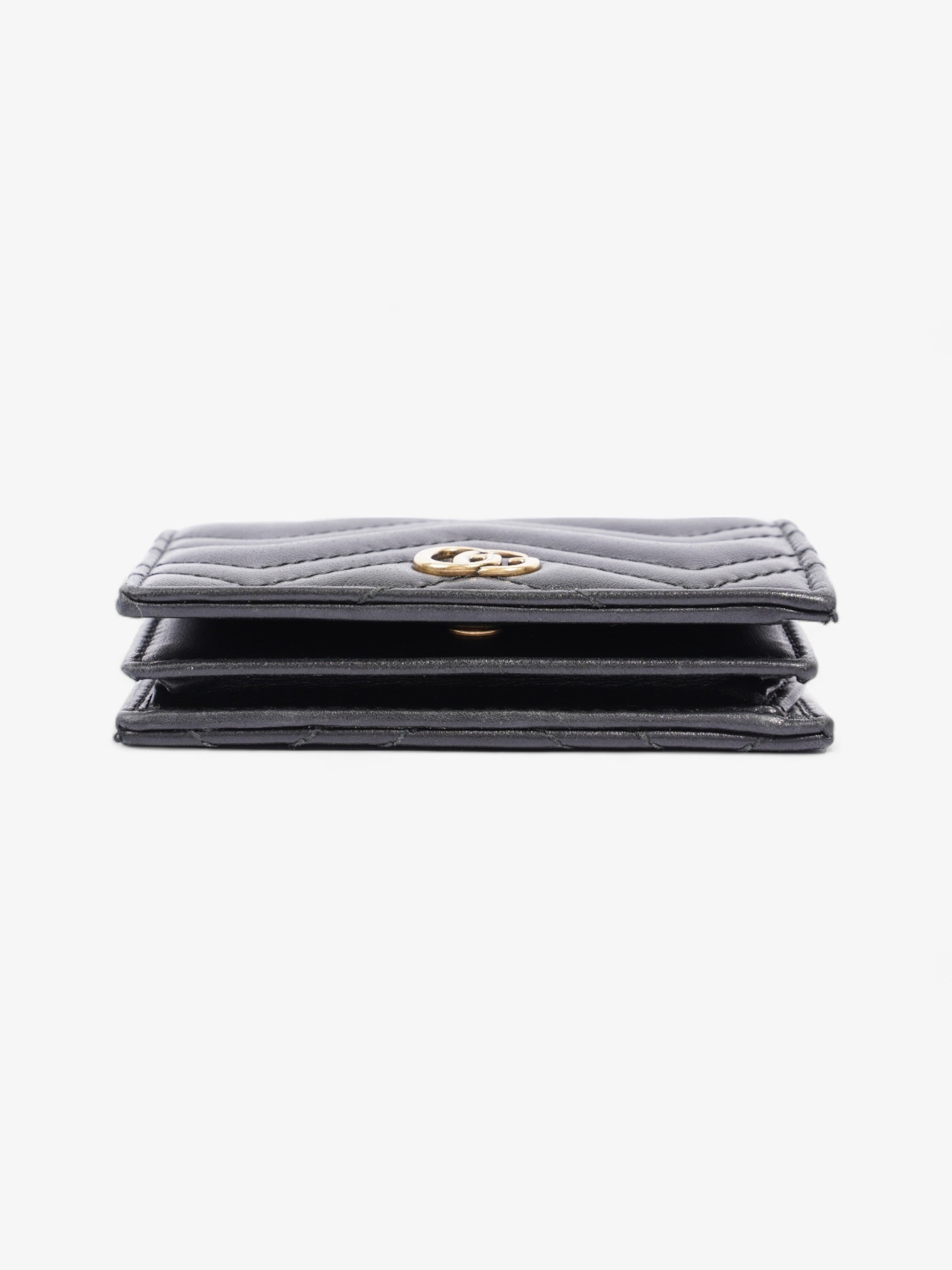 Gucci GG Marmont Card Case Wallet Black Matelasse Leather
