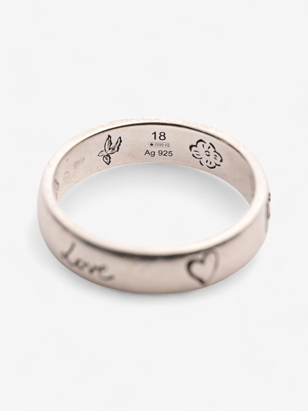 Gucci Blind for Love Ring Silver Silver Sterling 18 (58mm)