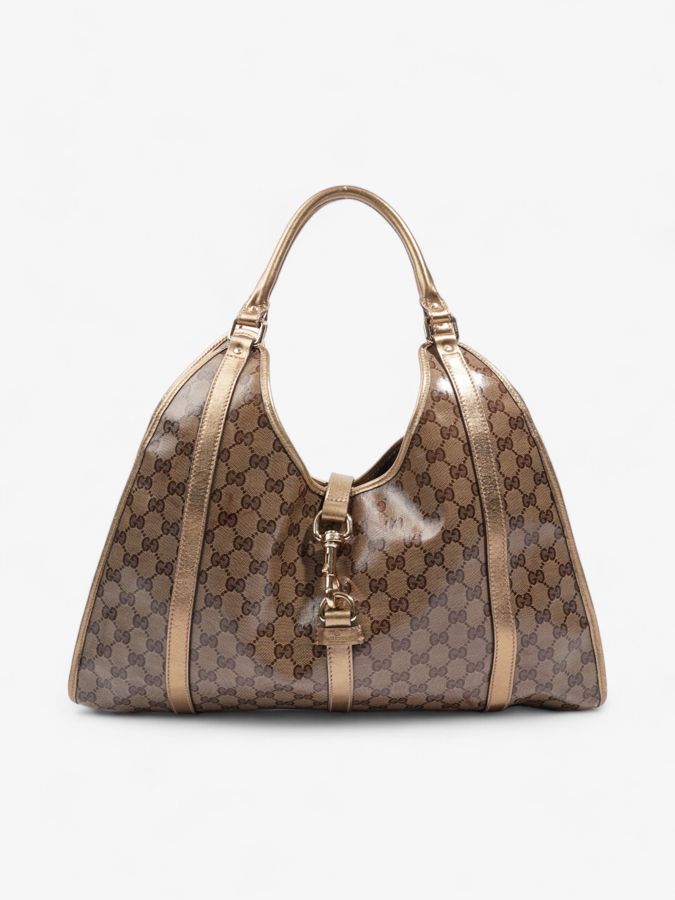 Gucci Crystal Jackie  Gold GG Supreme Patent Leather