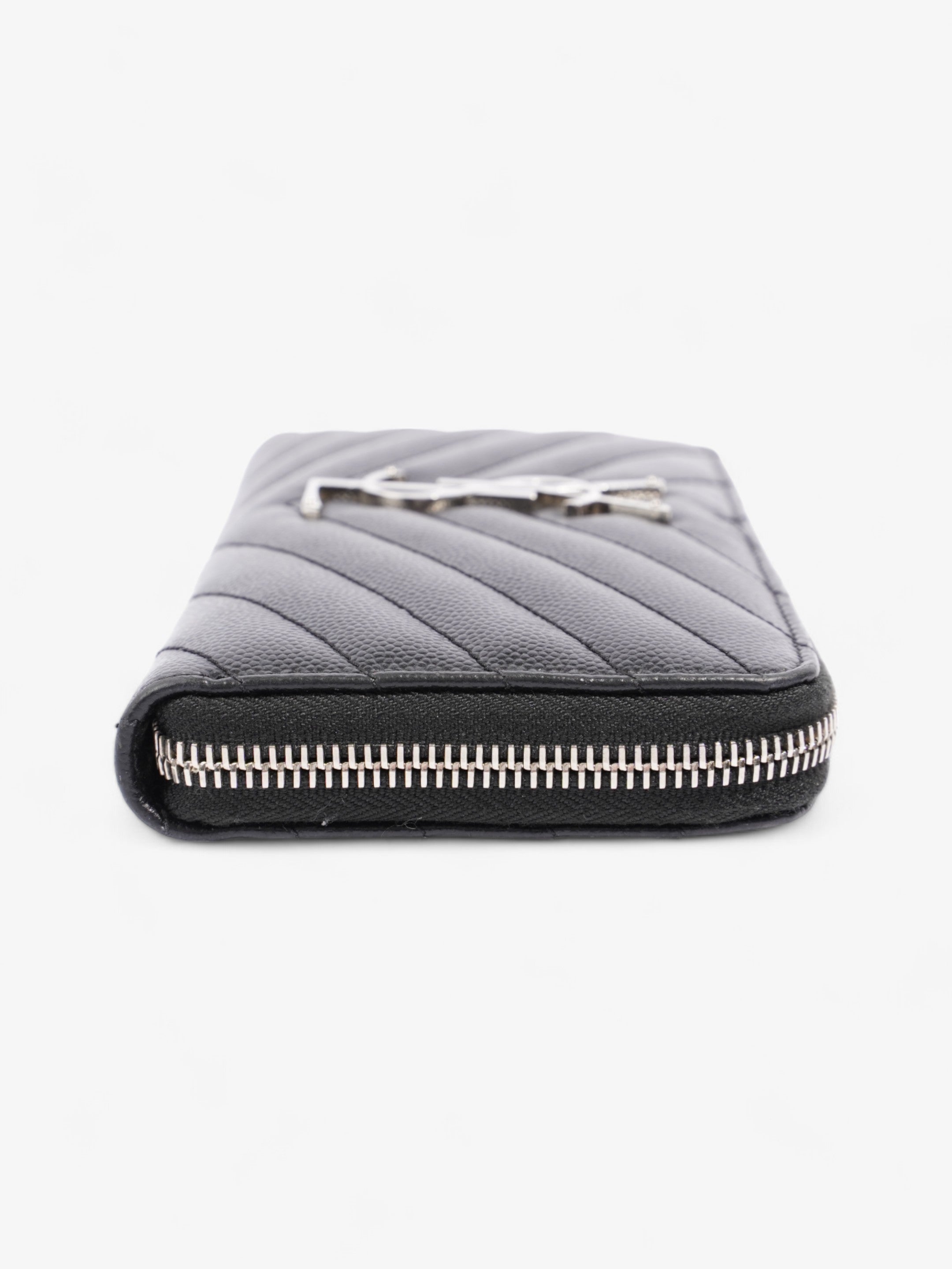 Saint Laurent Zip Around Wallet Black Grained Leather
