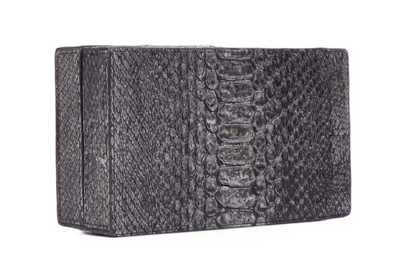 Nancy Gonzales Silver Snakeskin Box Clutch Sale