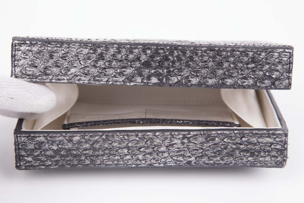 Nancy Gonzales Silver Snakeskin Box Clutch Sale