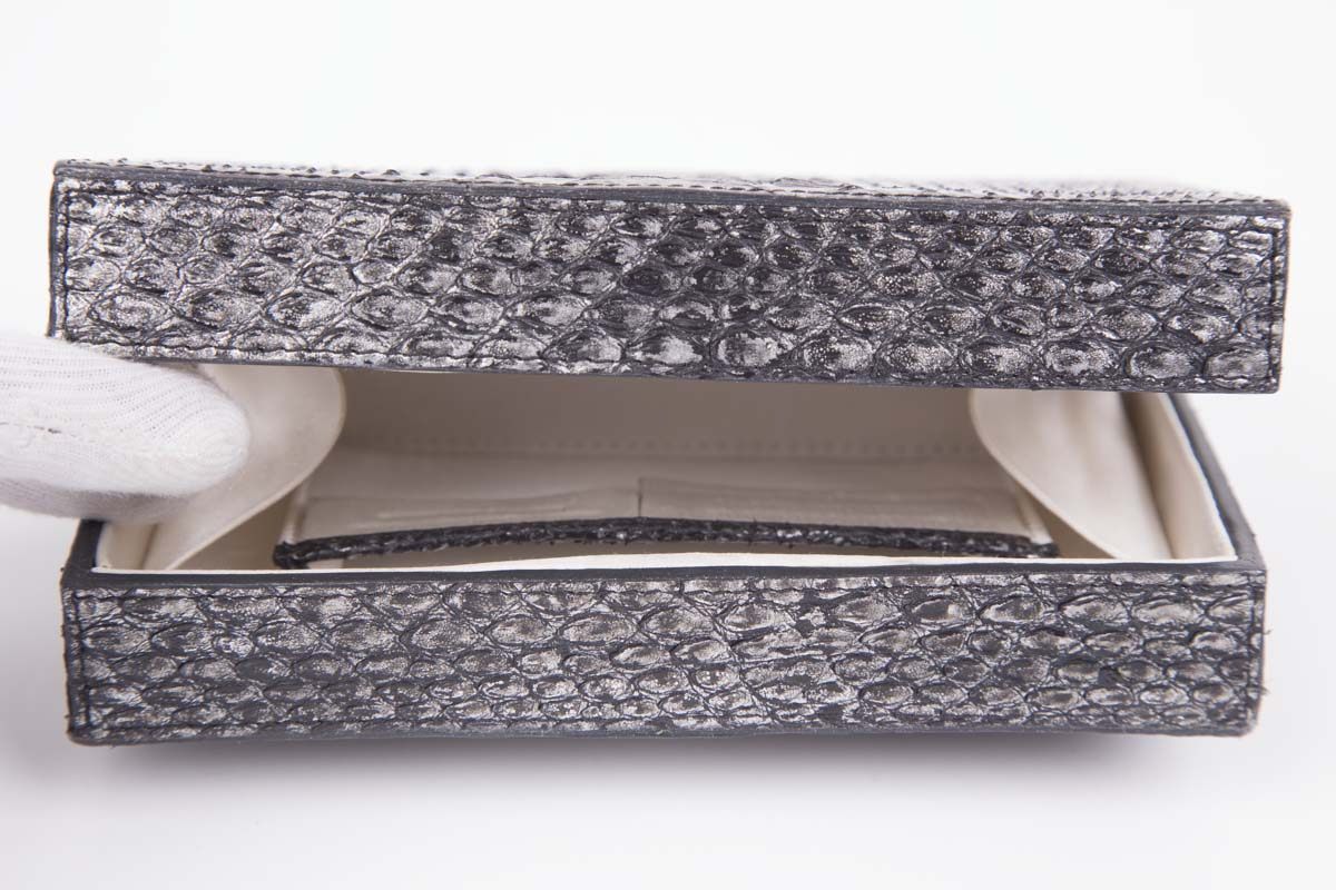 Nancy Gonzales Silver Snakeskin Box Clutch Sale