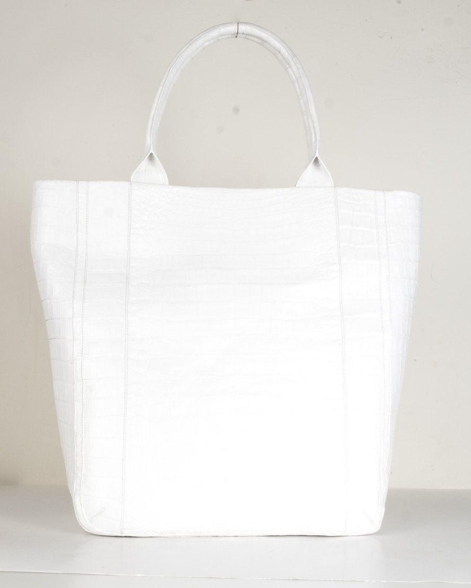 Nancy Gonzalez x Kaws White Crocodile Leaf Tote NWT