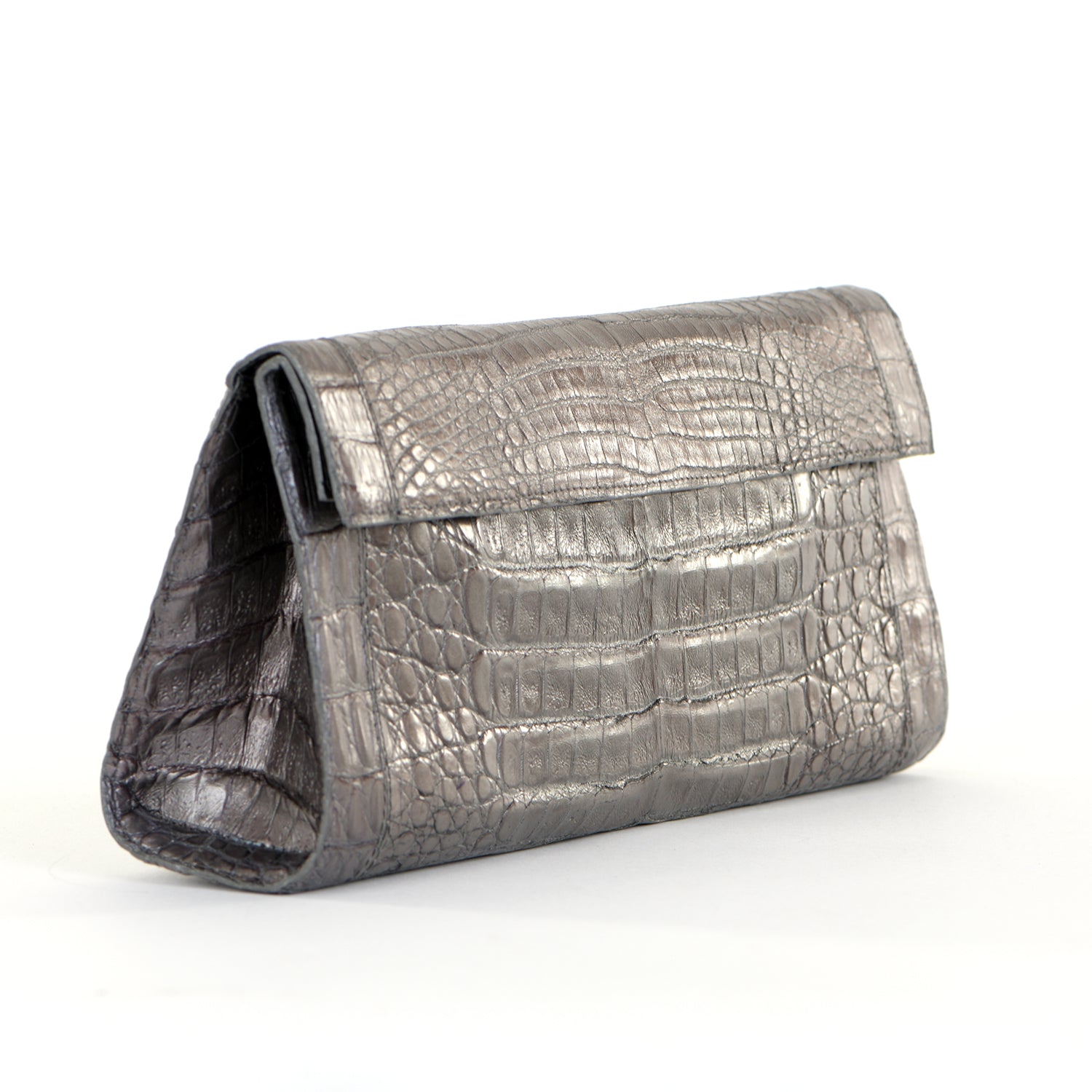 Puta Metallic Croc Clutch