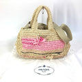 PRADA Handbag Raffia beige Triangle logo plate Canapa Women Used