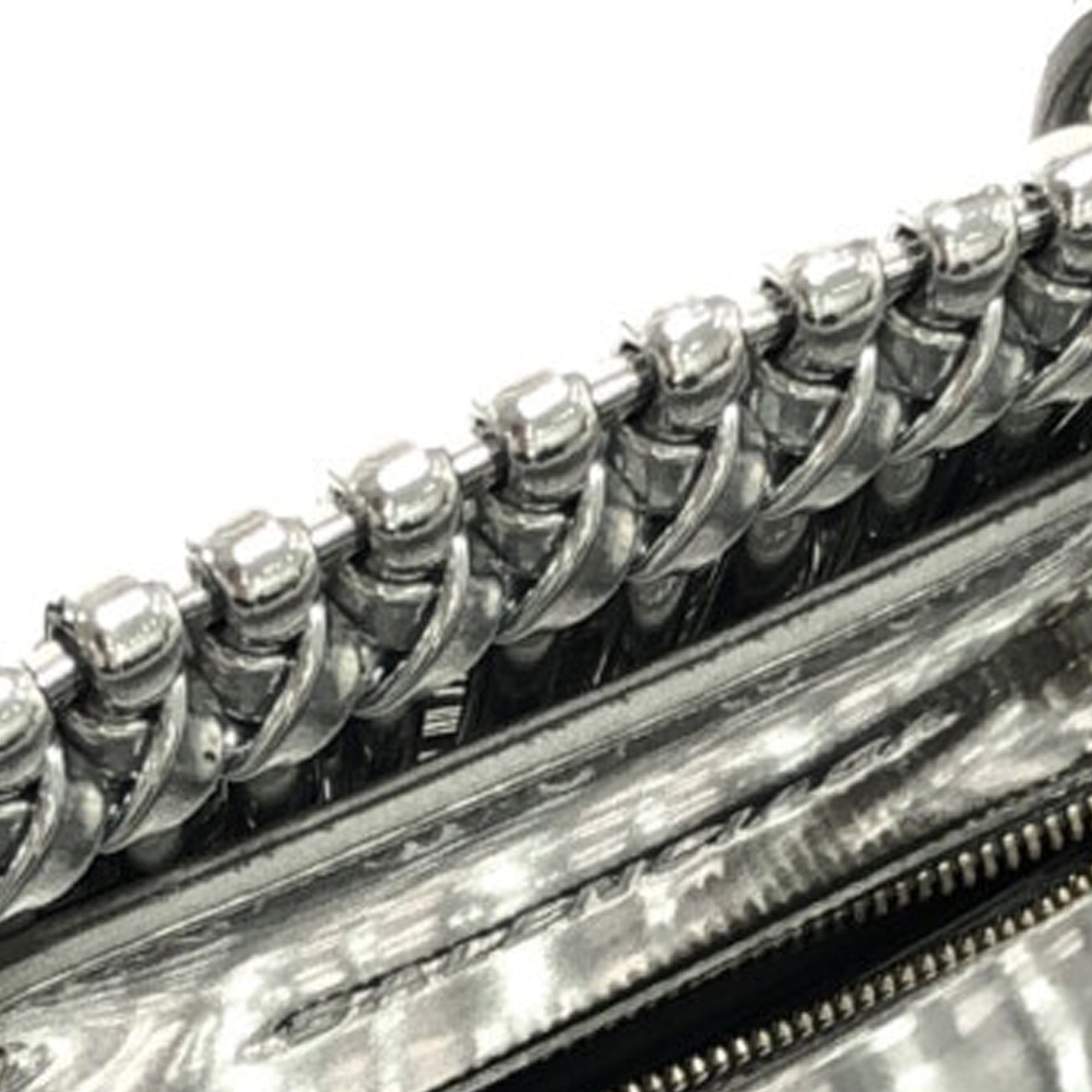 Silver Balenciaga XS Mettalic Woven Bistrot Panier Tote Satchel