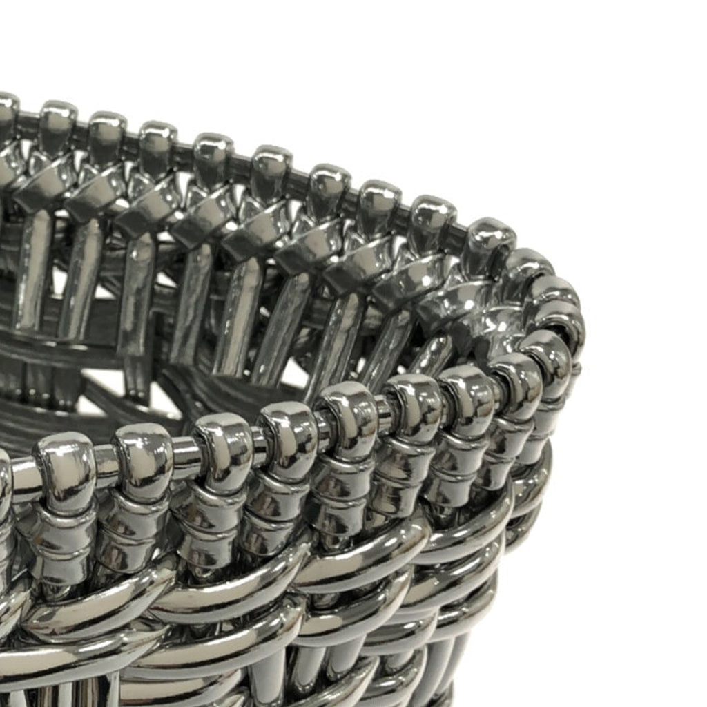 Silver Balenciaga XS Mettalic Woven Bistrot Panier Tote Satchel