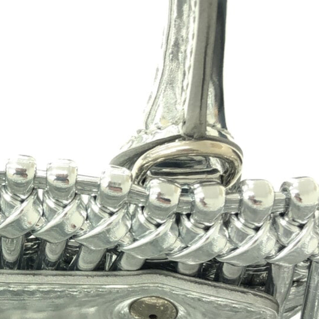 Silver Balenciaga XS Mettalic Woven Bistrot Panier Tote Satchel