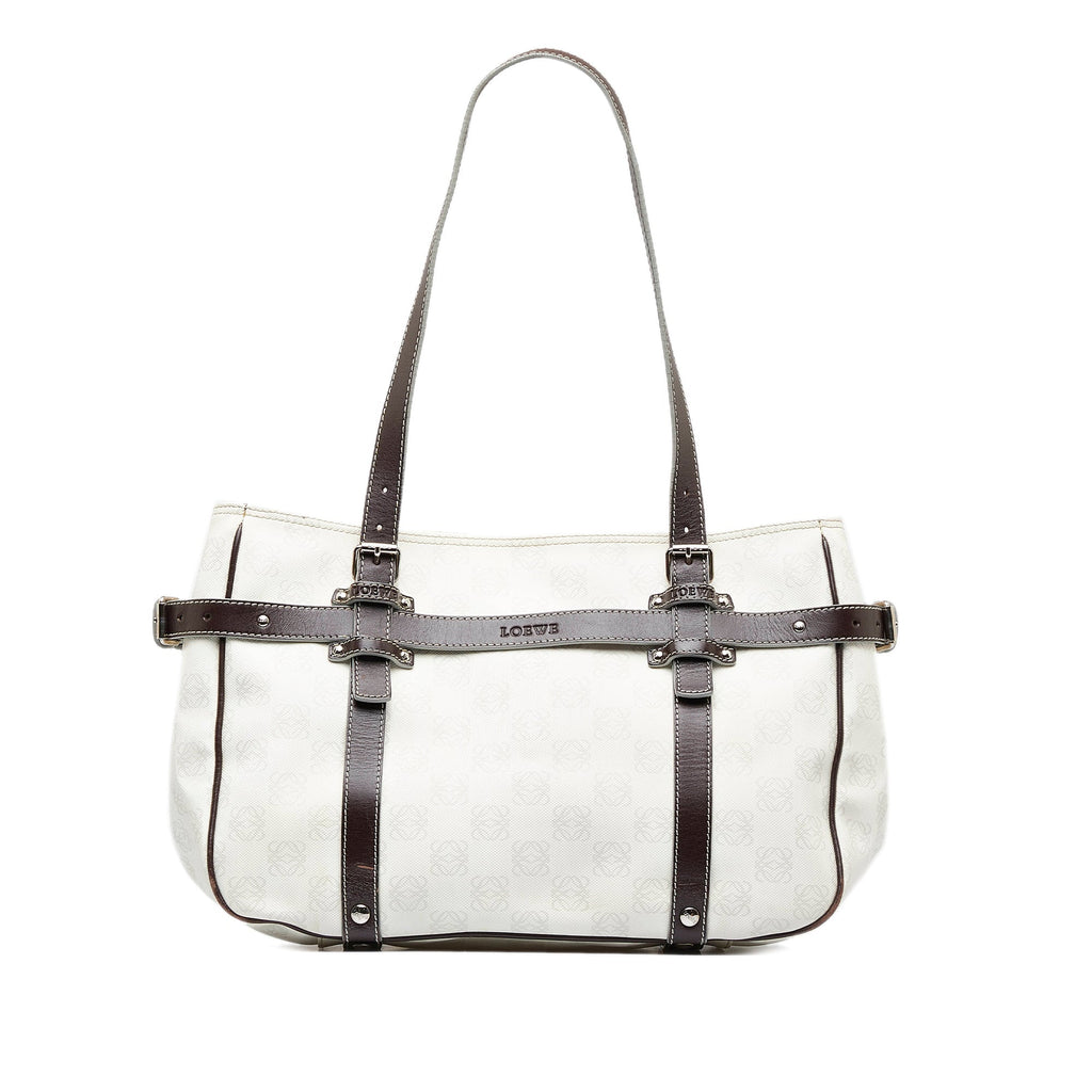 White Loewe Anagram Tote Bag