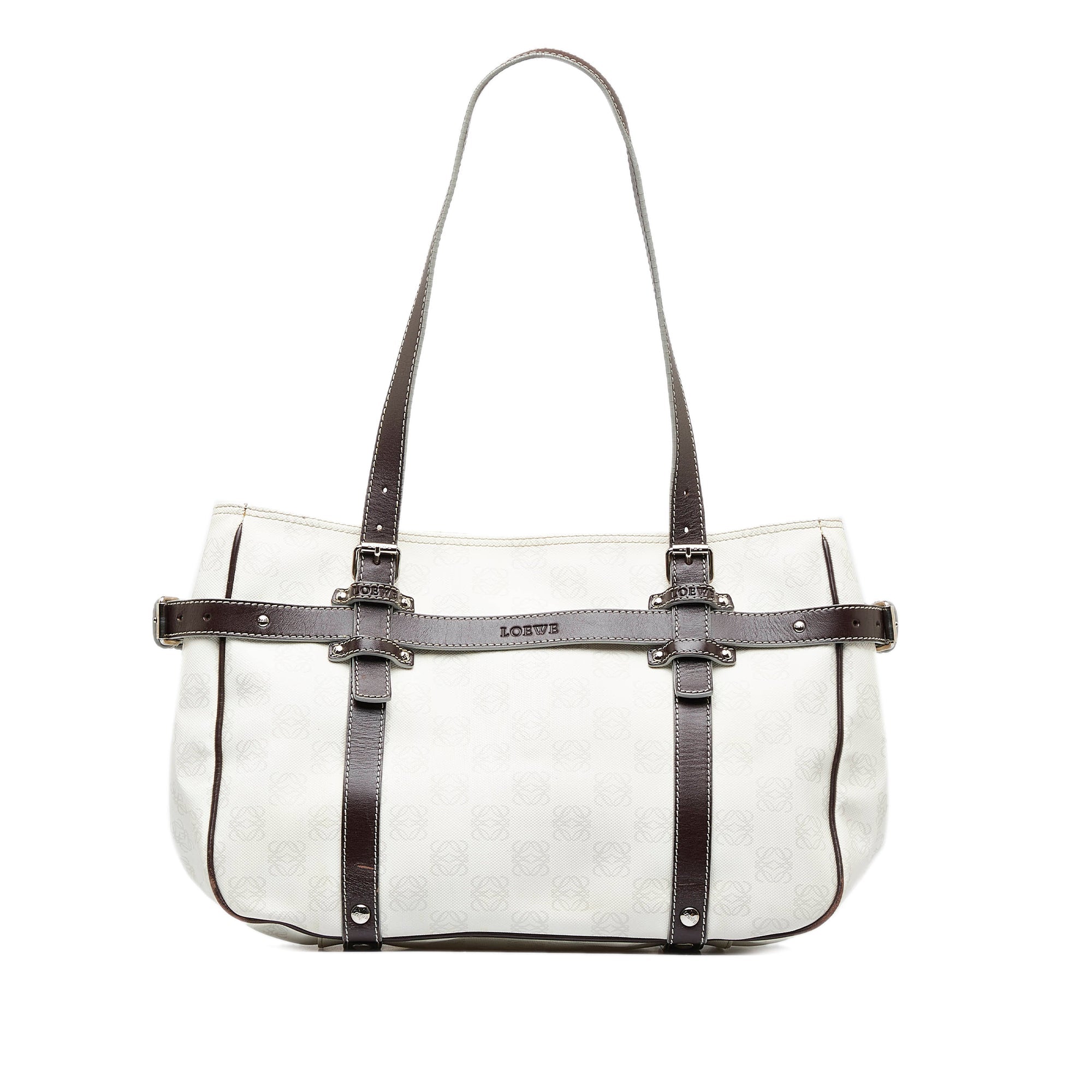 White Loewe Anagram Tote Bag