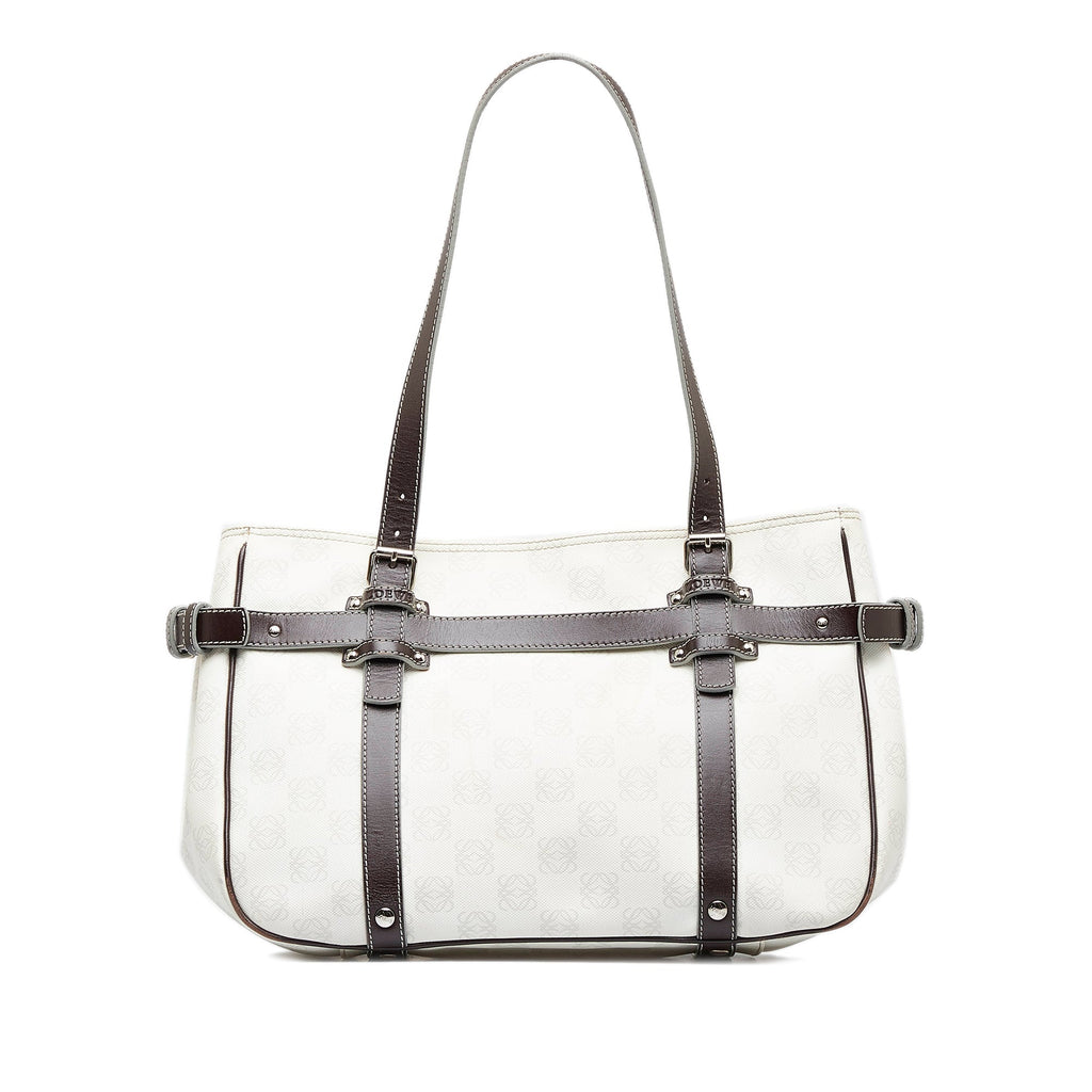 White Loewe Anagram Tote Bag
