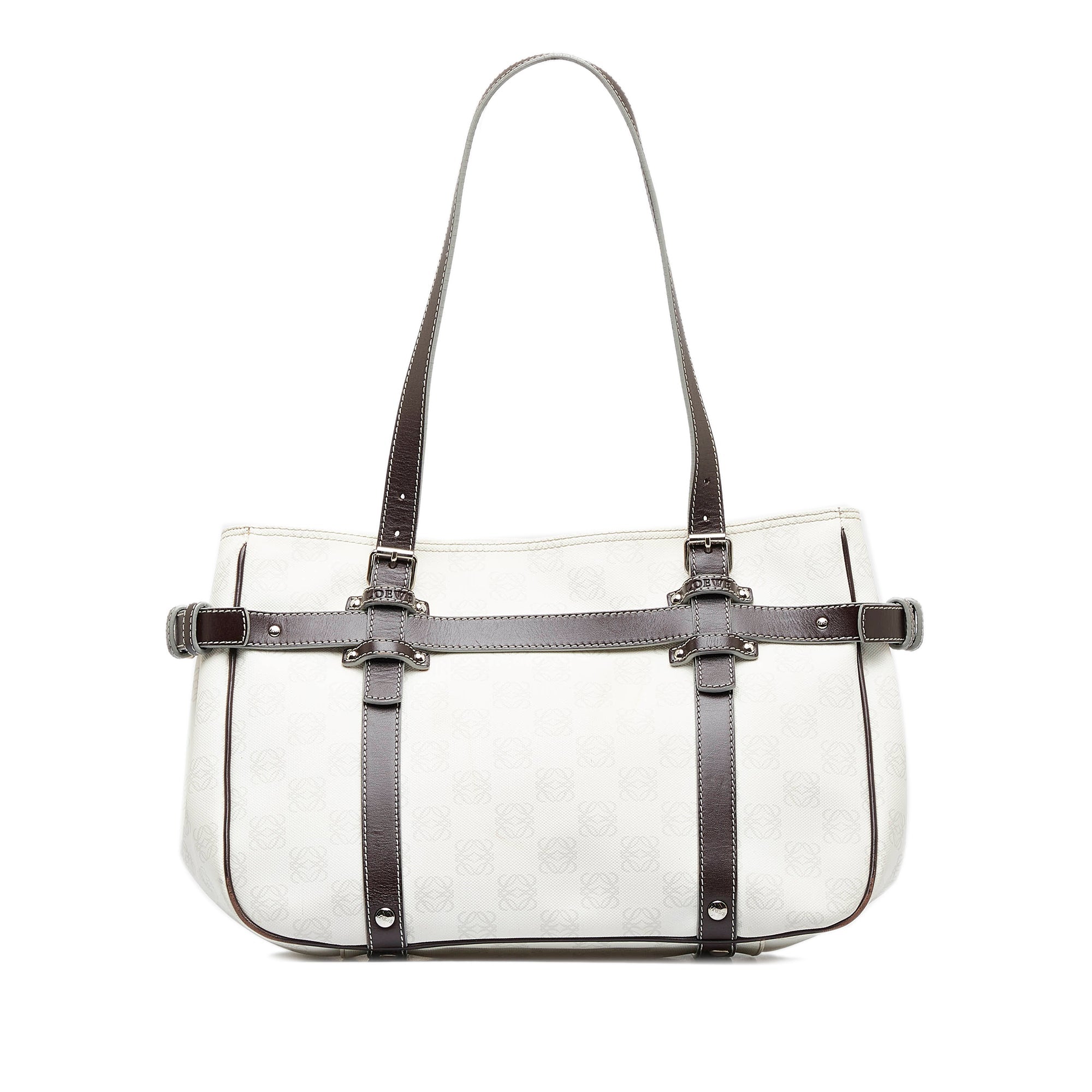 White Loewe Anagram Tote Bag