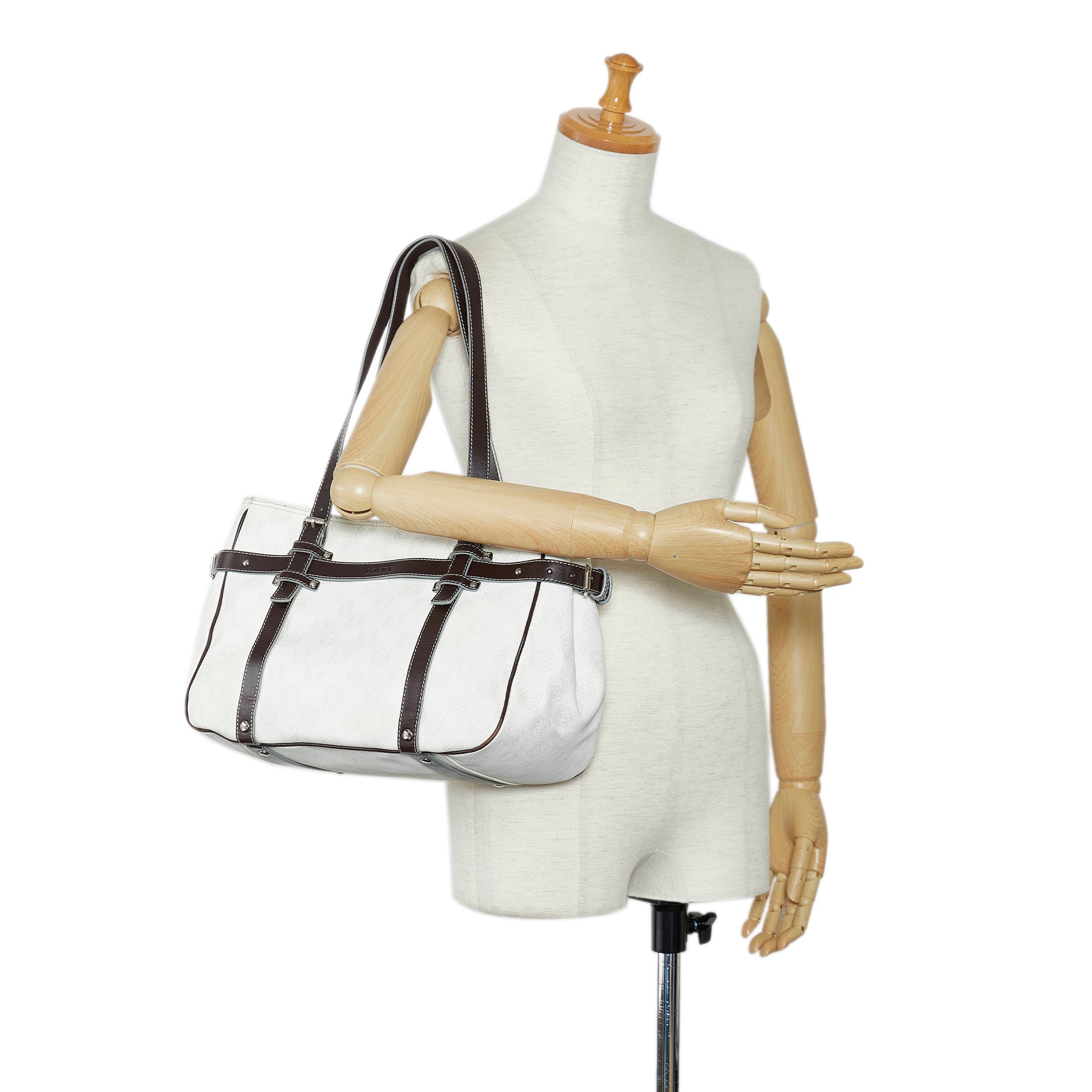 White Loewe Anagram Tote Bag