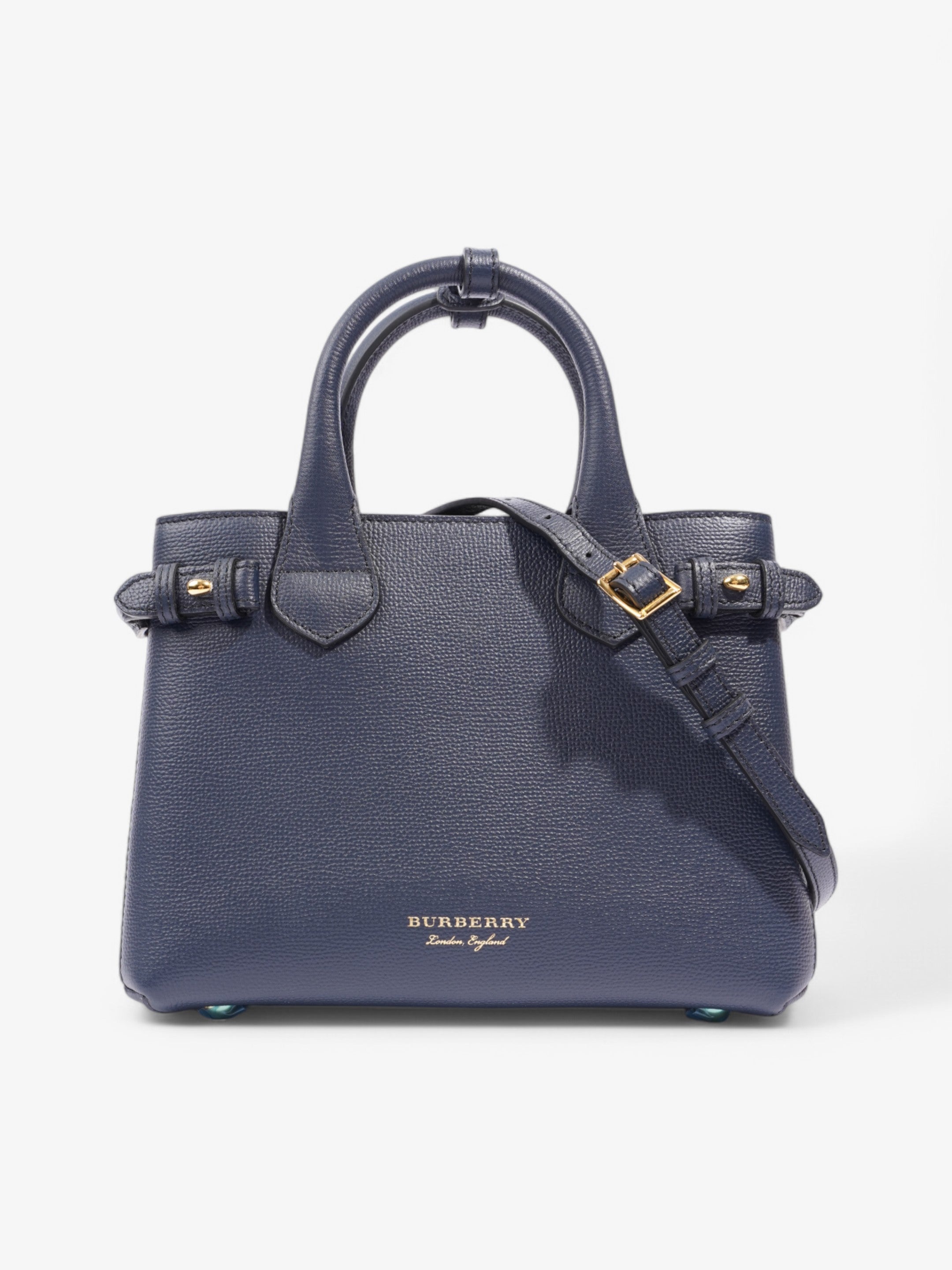 Burberry Banner Bag Ink Blue / House Check Calfskin Leather Small