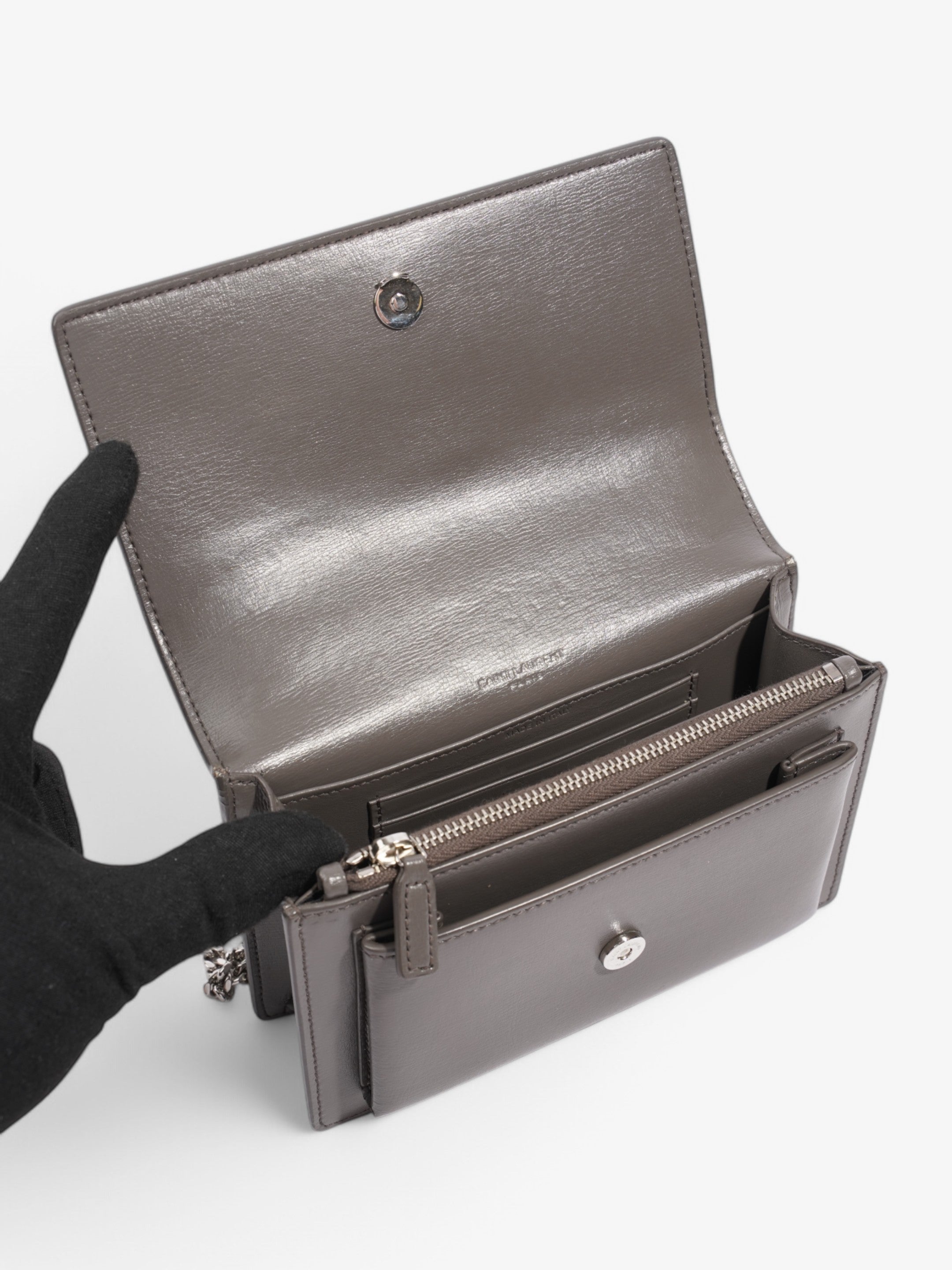 Saint Laurent Sunset Grey Leather Small
