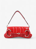 Gucci Maxi Horsebit Chain Shoulder Bag Red Nappa Leather Medium