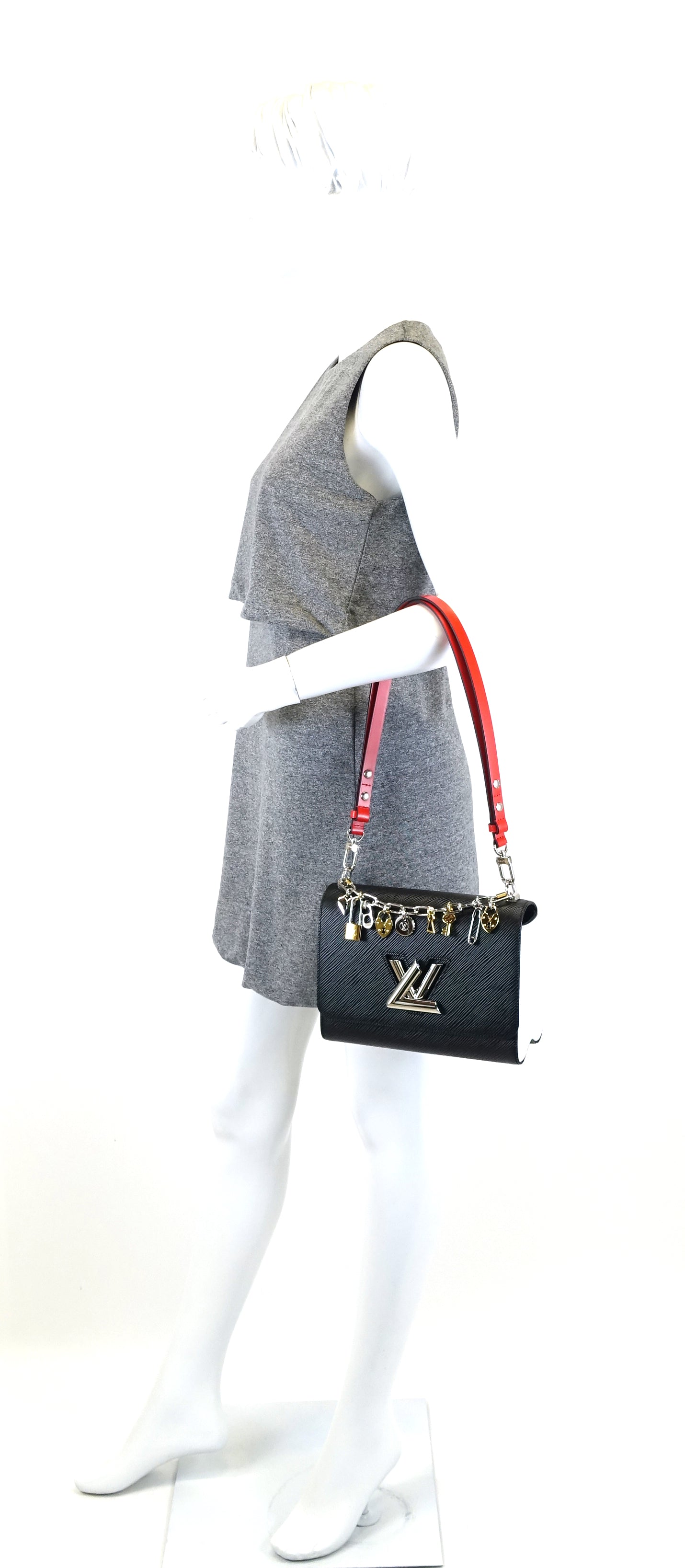 Louis Vuitto Twist MM Love Lock Charms Black Epi Leather Bag