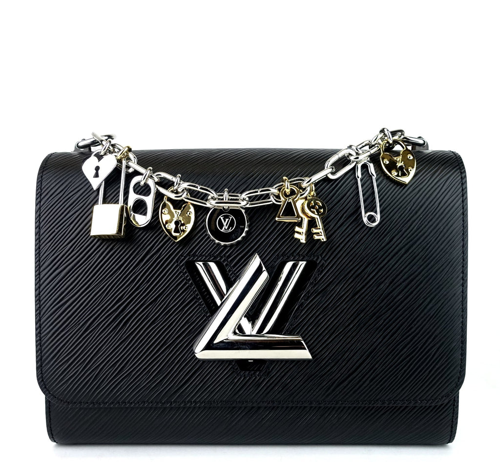 Louis Vuitto Twist MM Love Lock Charms Black Epi Leather Bag