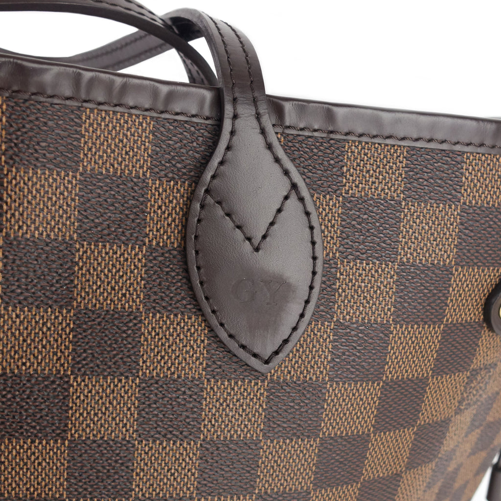 Louis Vuitto Neverfull MM Damier Ebene Canvas Bag with Pouch