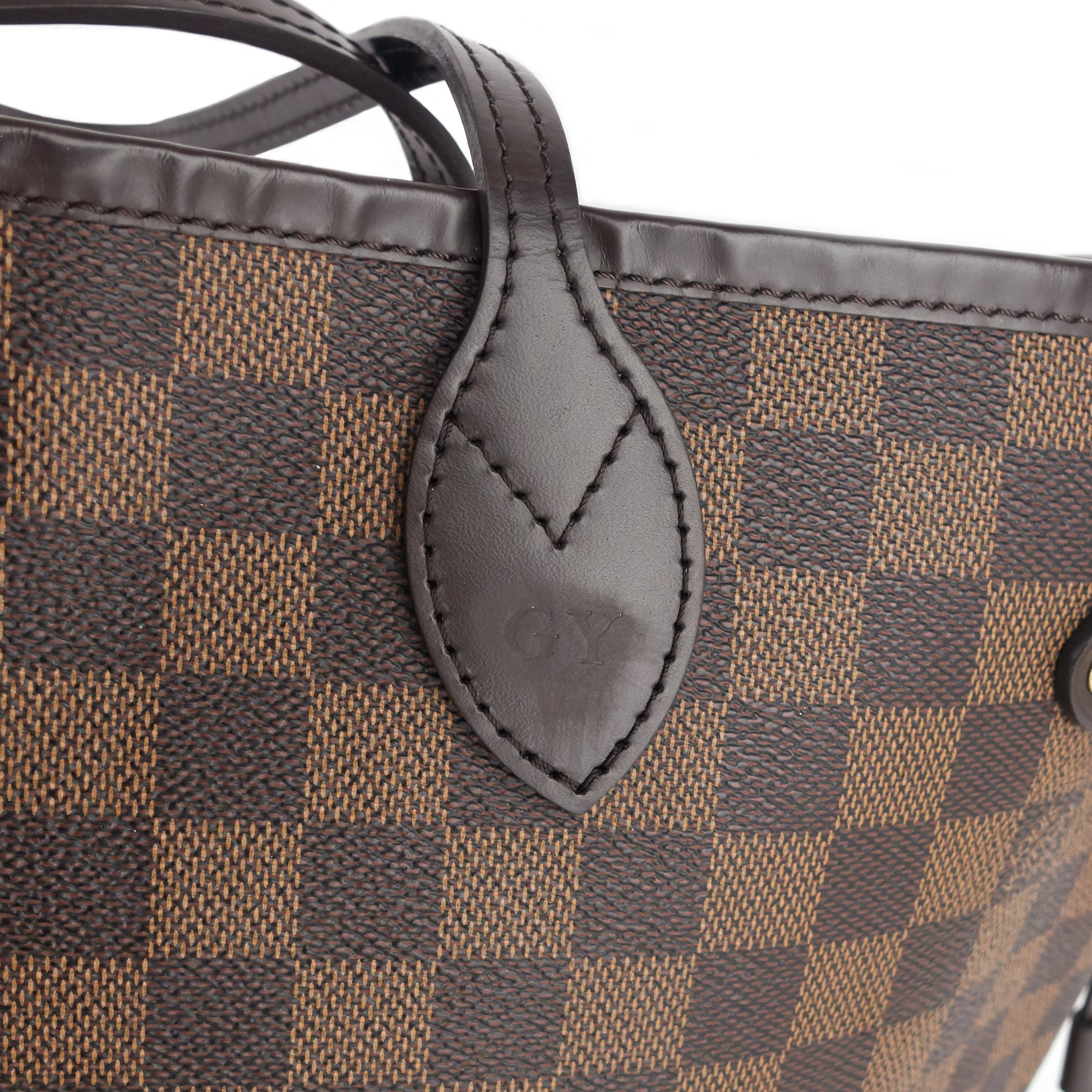 Louis Vuitto Neverfull MM Damier Ebene Canvas Bag with Pouch