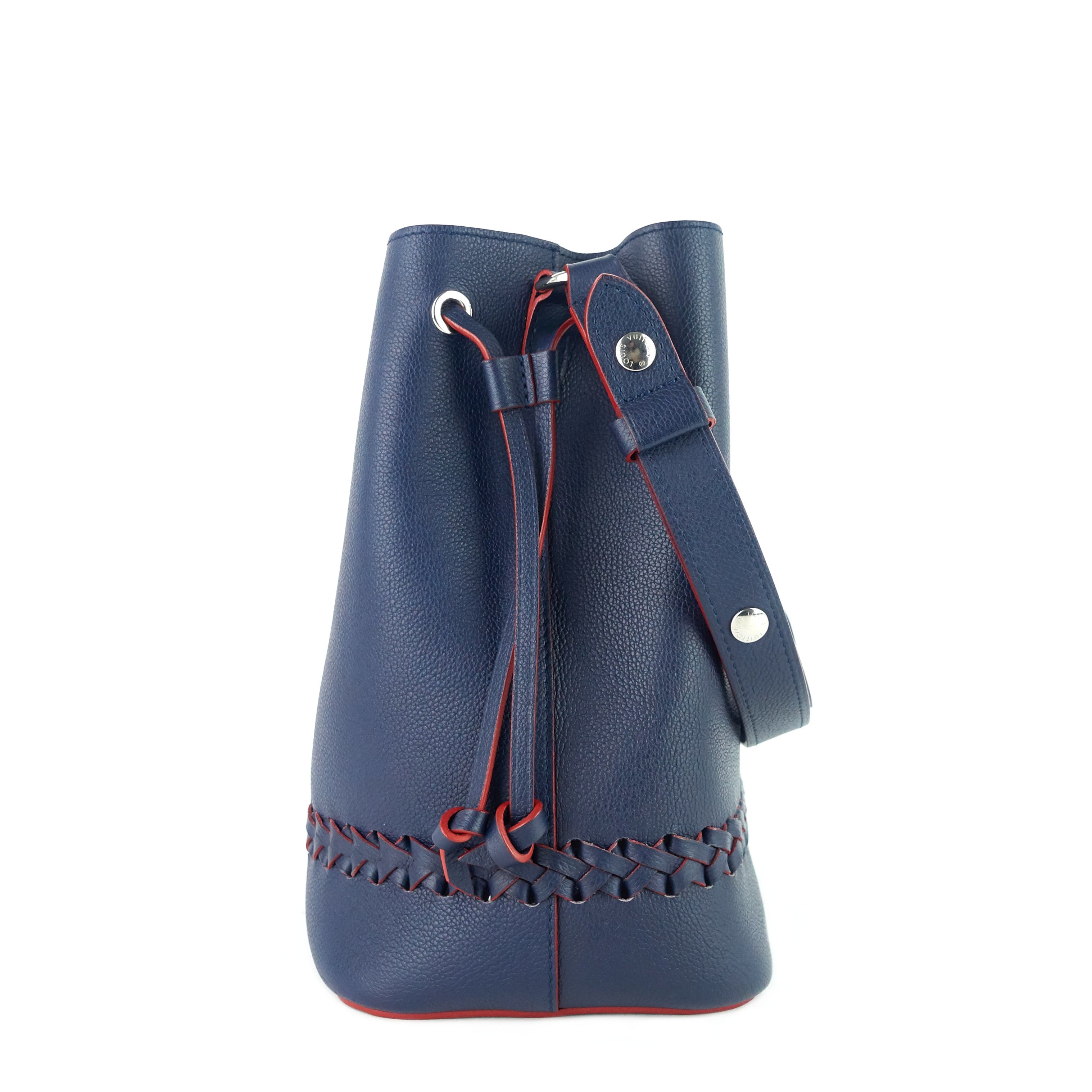 Louis Vuitto LockMe Calfskin Leather Braided Bucket Bag