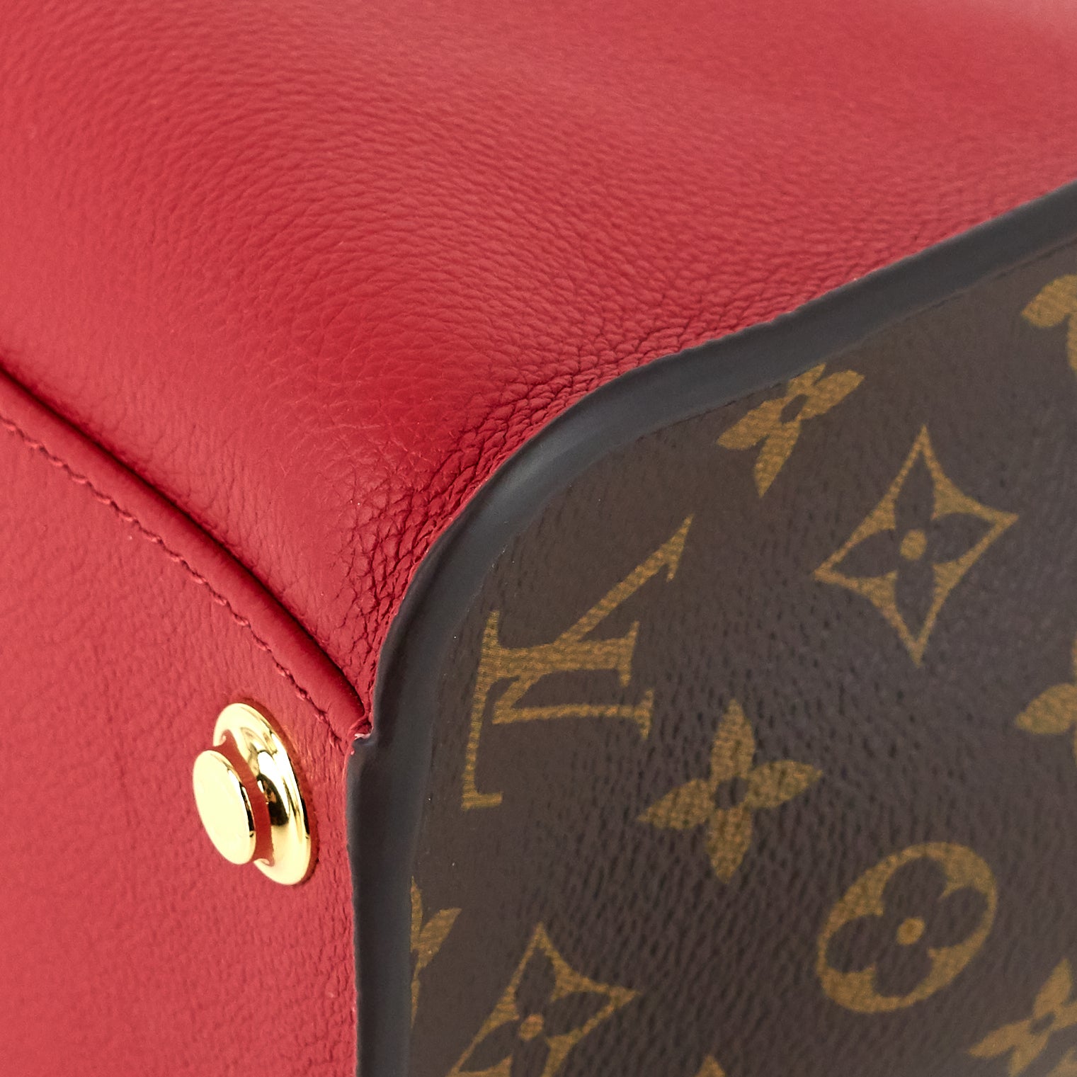Louis Vuitto On My Side Pirate Red Calfskin and Monogram Canvas Tote Bag